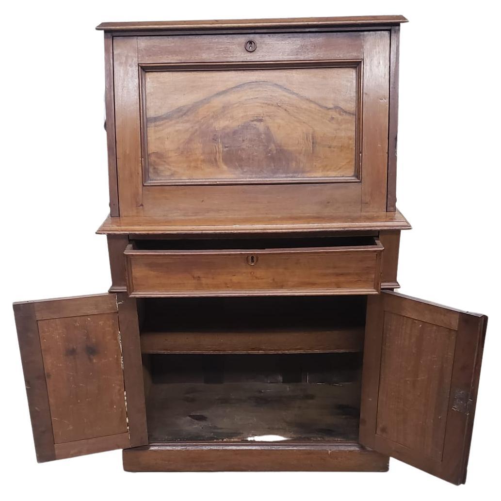 Agra 19th Century Victorian Walnut Slant Front Secretary Desk For Sale