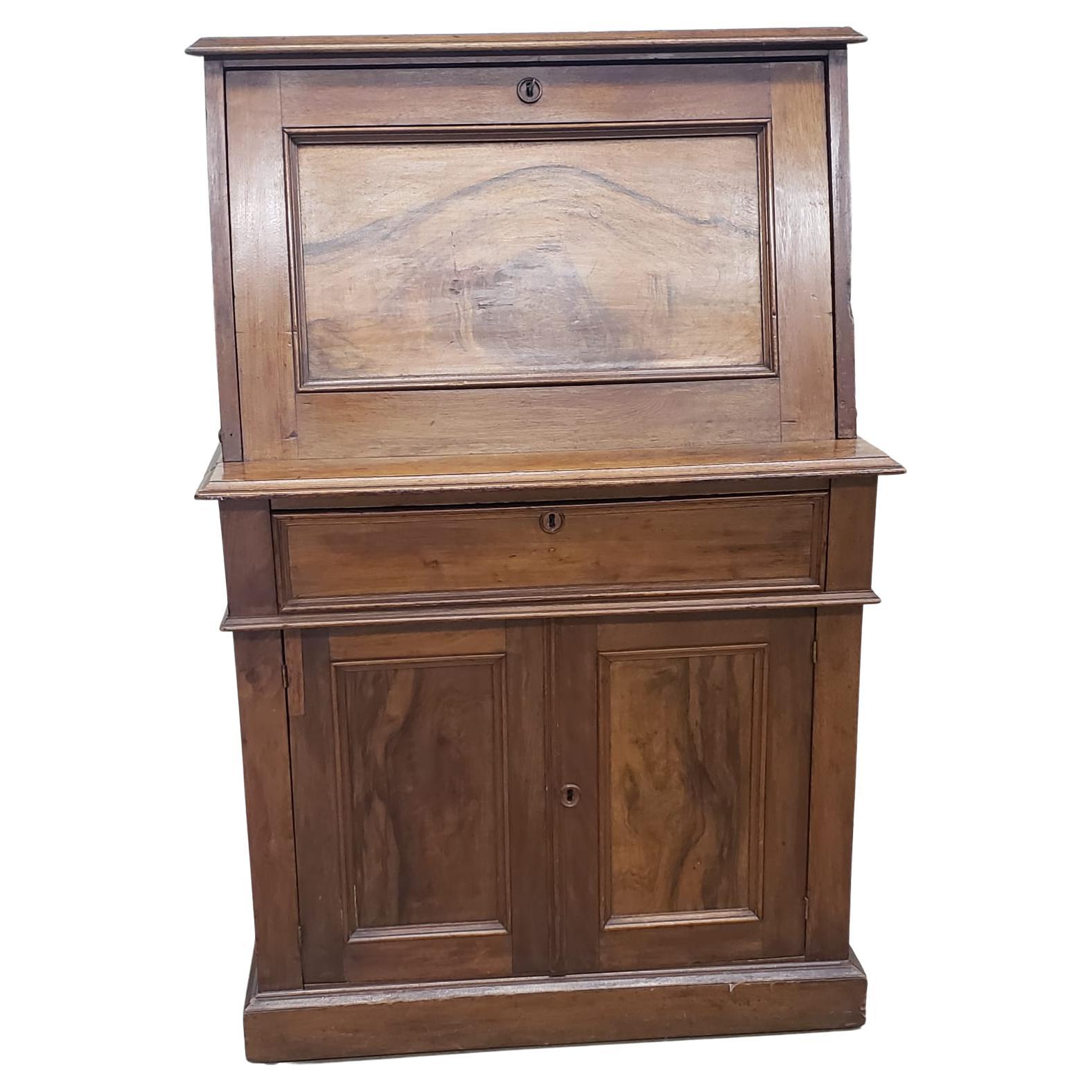 19th Century Victorian Walnut Slant Front Secretary Desk For Sale 1