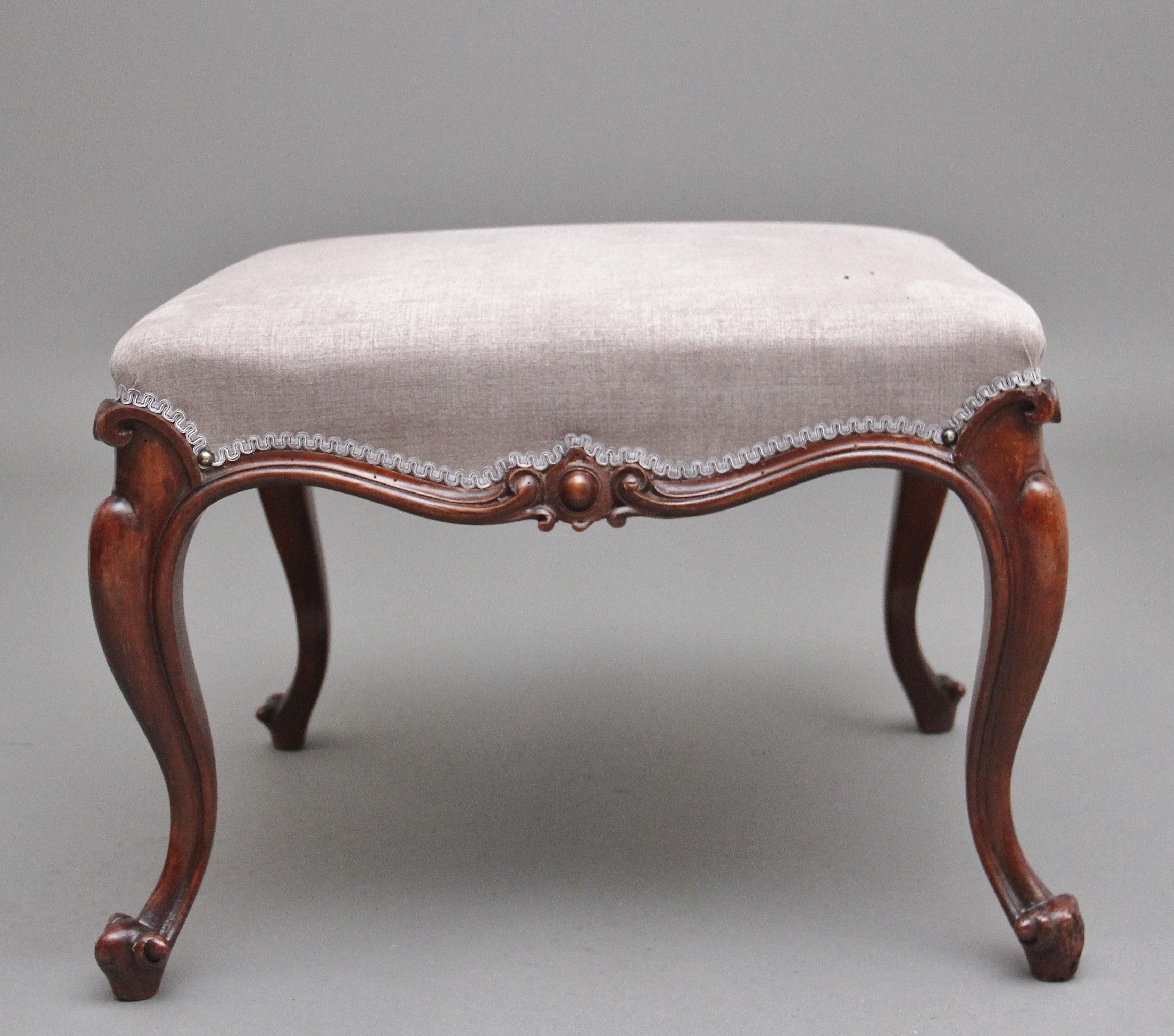 Early Victorian 19th Century Victorian Walnut Stool For Sale