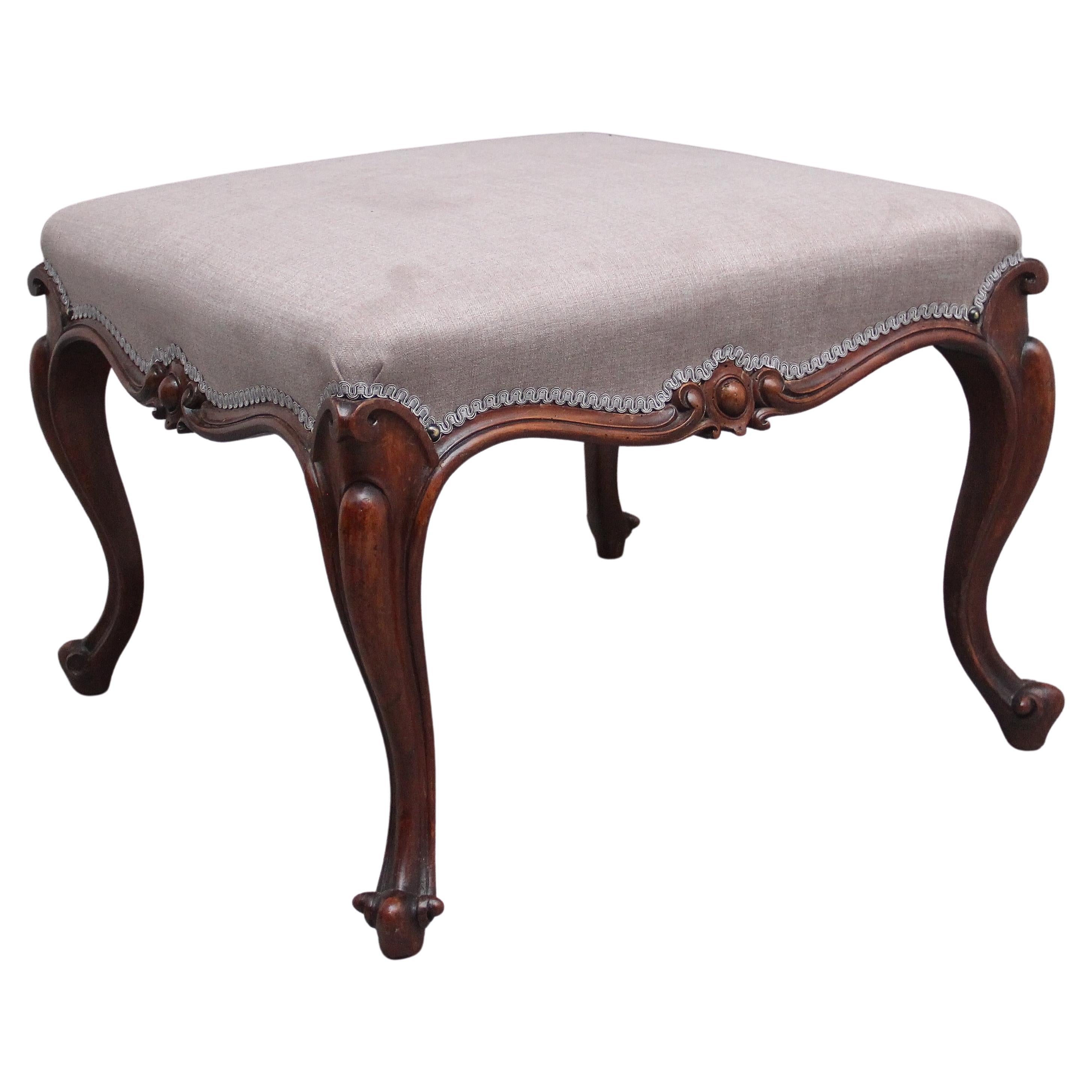 19th Century Victorian Walnut Stool For Sale