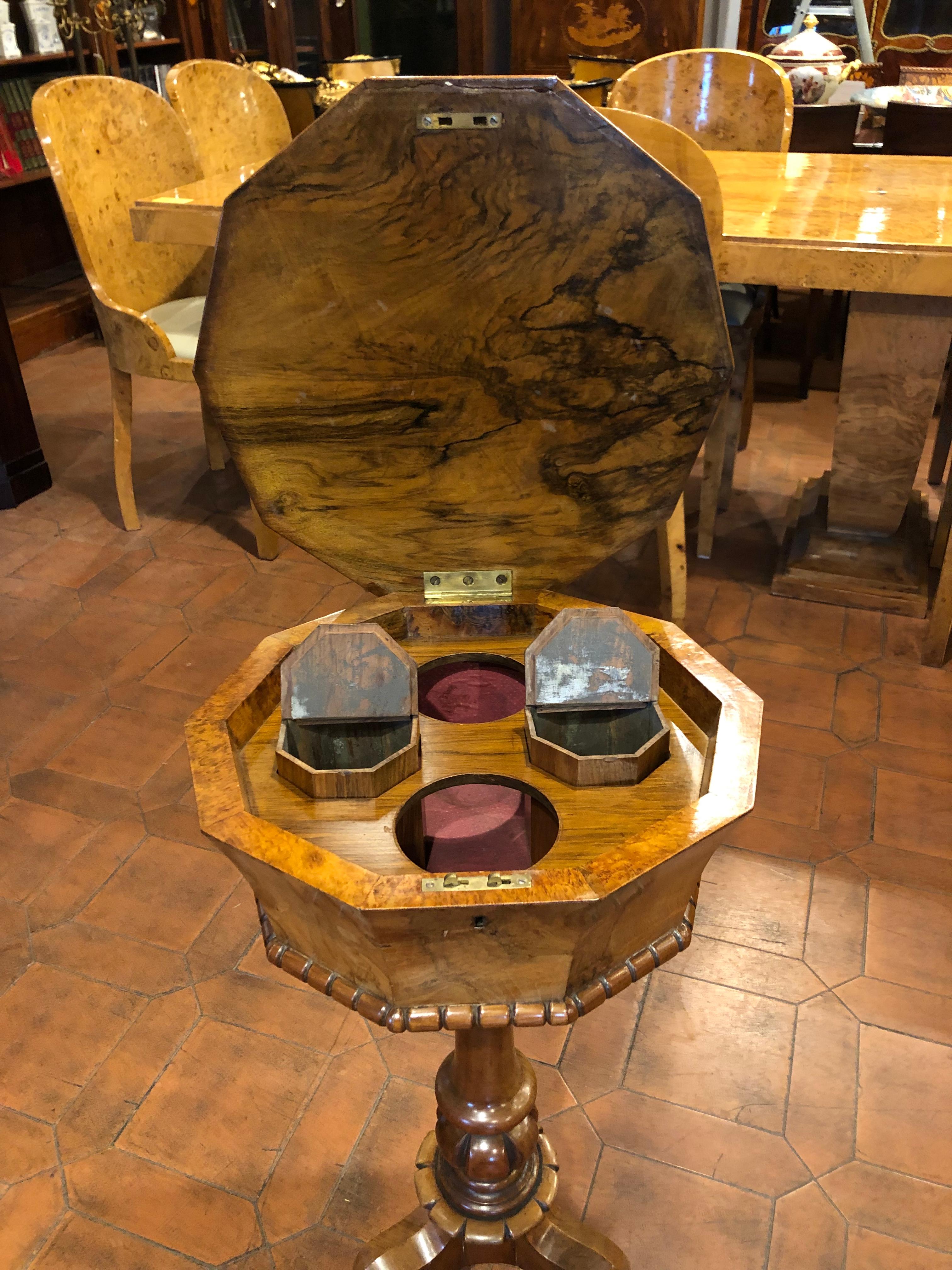 Early Victorian 19th Century Victorian Walnut Tea Chest Its Owns Stand