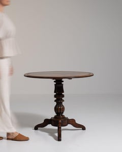 19th Century Victorian Walnut Tripod Side Table with Inlaid Top