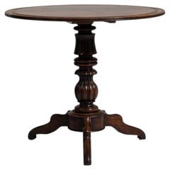 19th Century Victorian Walnut Tripod Side Table with Inlaid Top