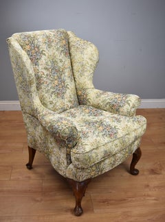 19th Century English Victorian Walnut Wing Back Armchair