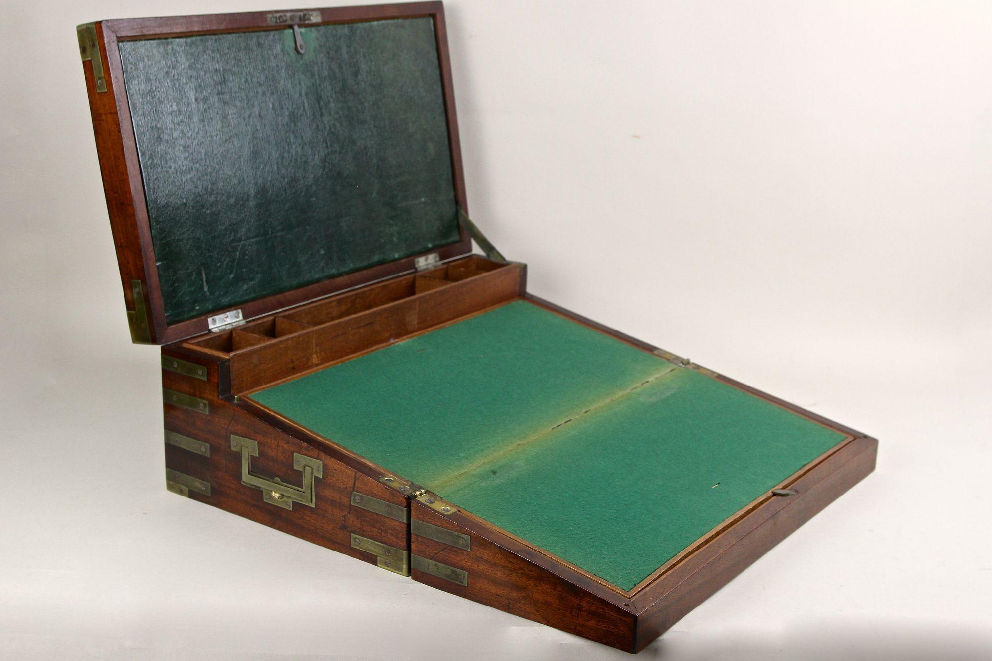 19th Century Victorian Writing Slope/ Travel Desk Box, Brass Bound, UK ca. 1815 For Sale 6