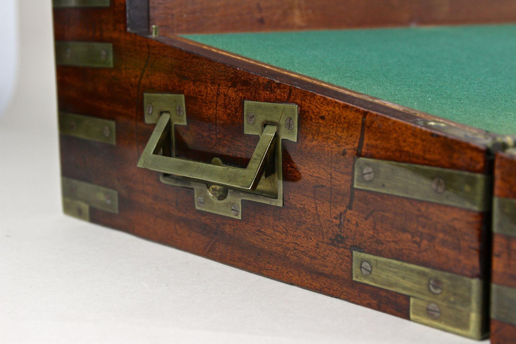 19th Century Victorian Writing Slope/ Travel Desk Box, Brass Bound, UK ca. 1815 For Sale 7