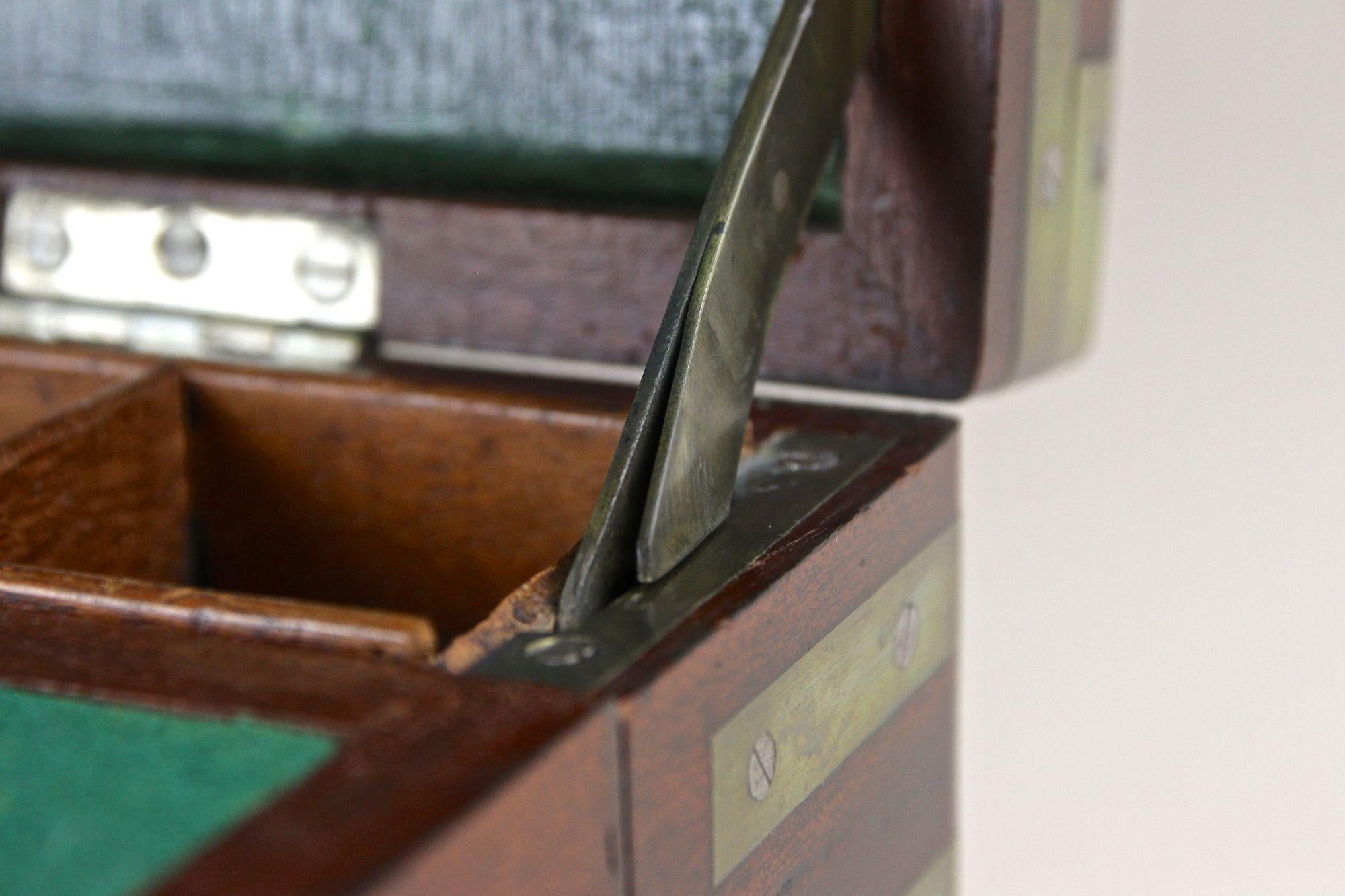 19th Century Victorian Writing Slope/ Travel Desk Box, Brass Bound, UK ca. 1815 For Sale 9