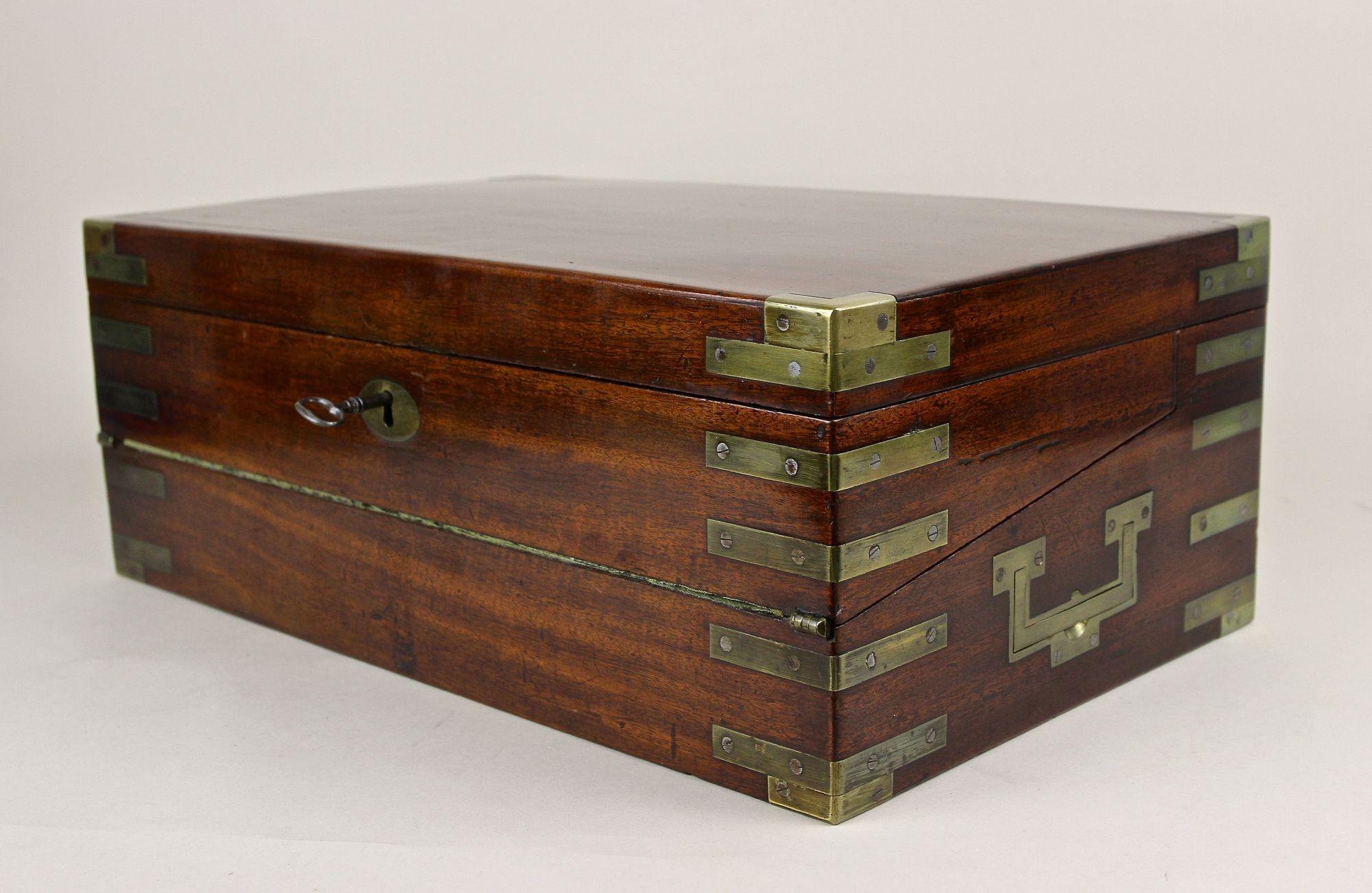 19th Century Victorian Writing Slope/ Travel Desk Box, Brass Bound, UK ca. 1815 For Sale 10