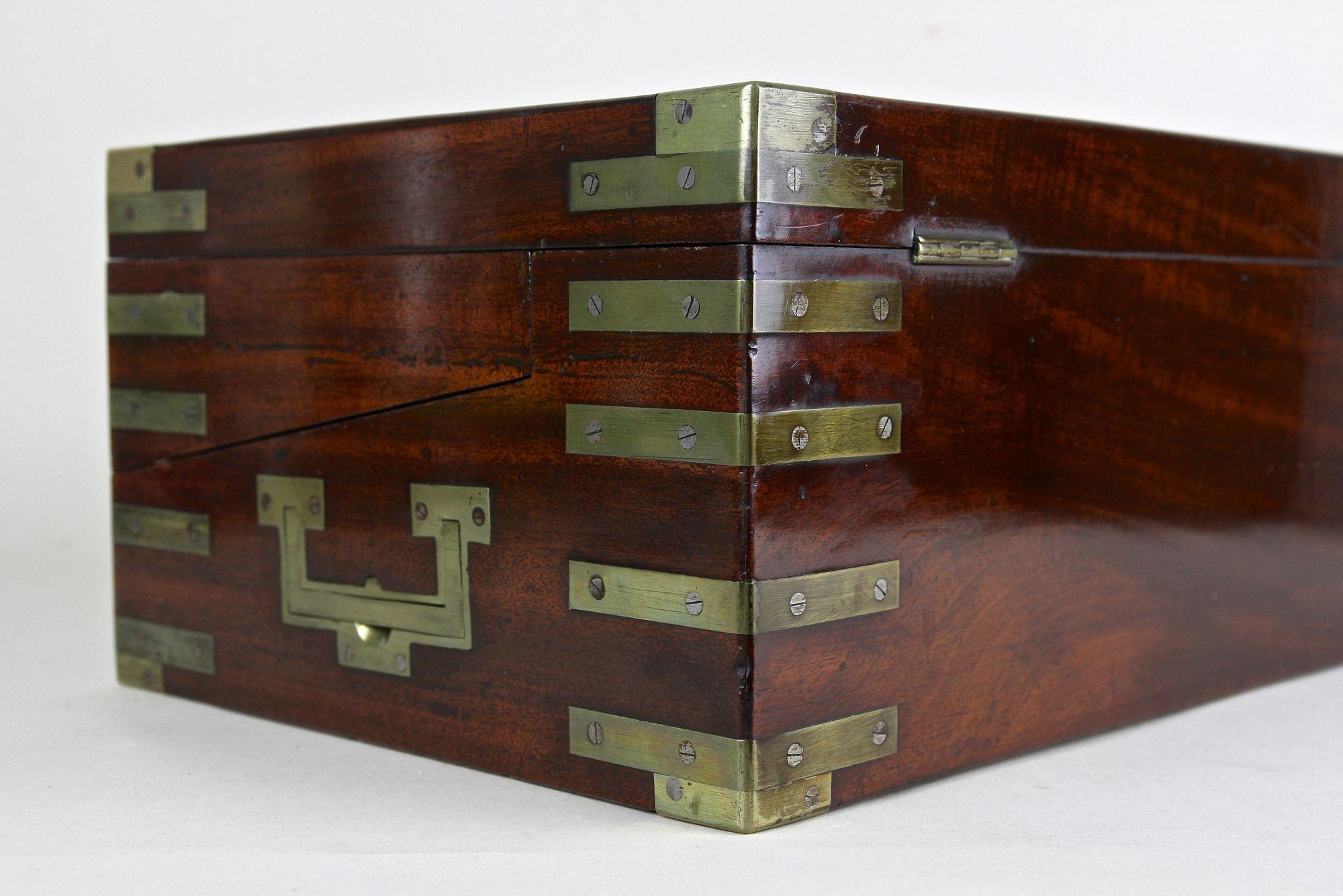 19th Century Victorian Writing Slope/ Travel Desk Box, Brass Bound, UK ca. 1815 For Sale 12