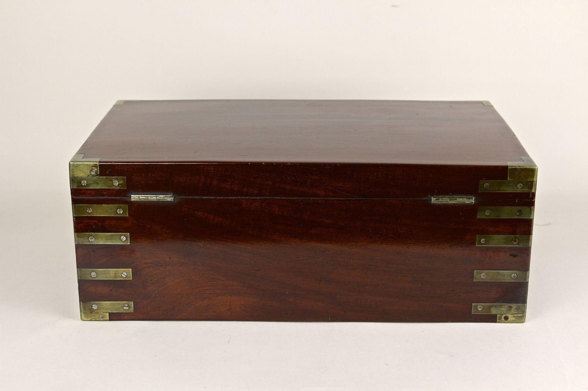 19th Century Victorian Writing Slope/ Travel Desk Box, Brass Bound, UK ca. 1815 For Sale 13