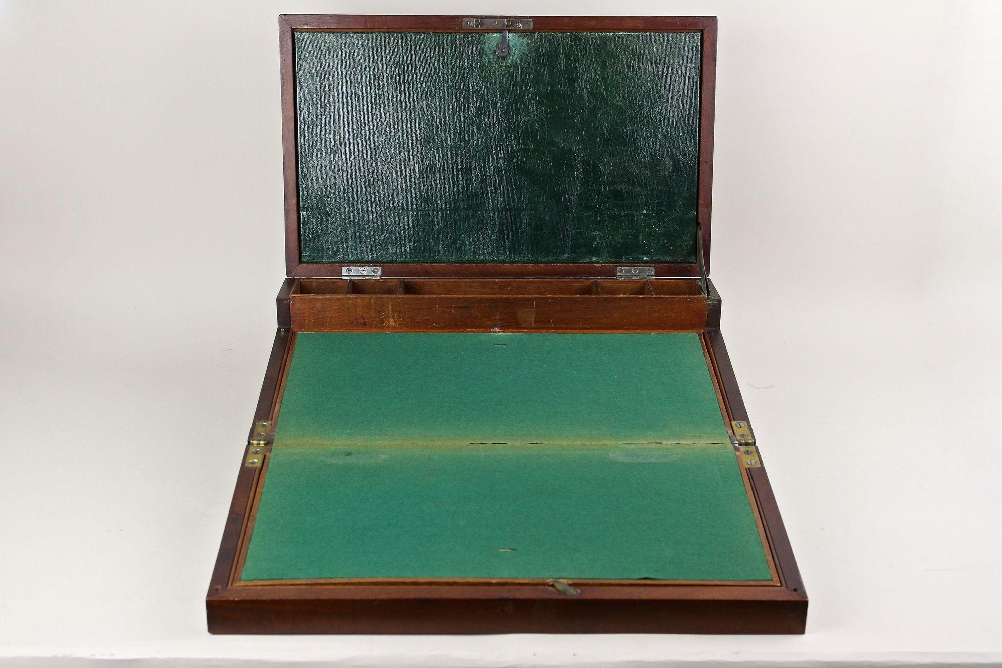 19th Century Victorian Writing Slope/ Travel Desk Box, Brass Bound, UK ca. 1815 For Sale 1