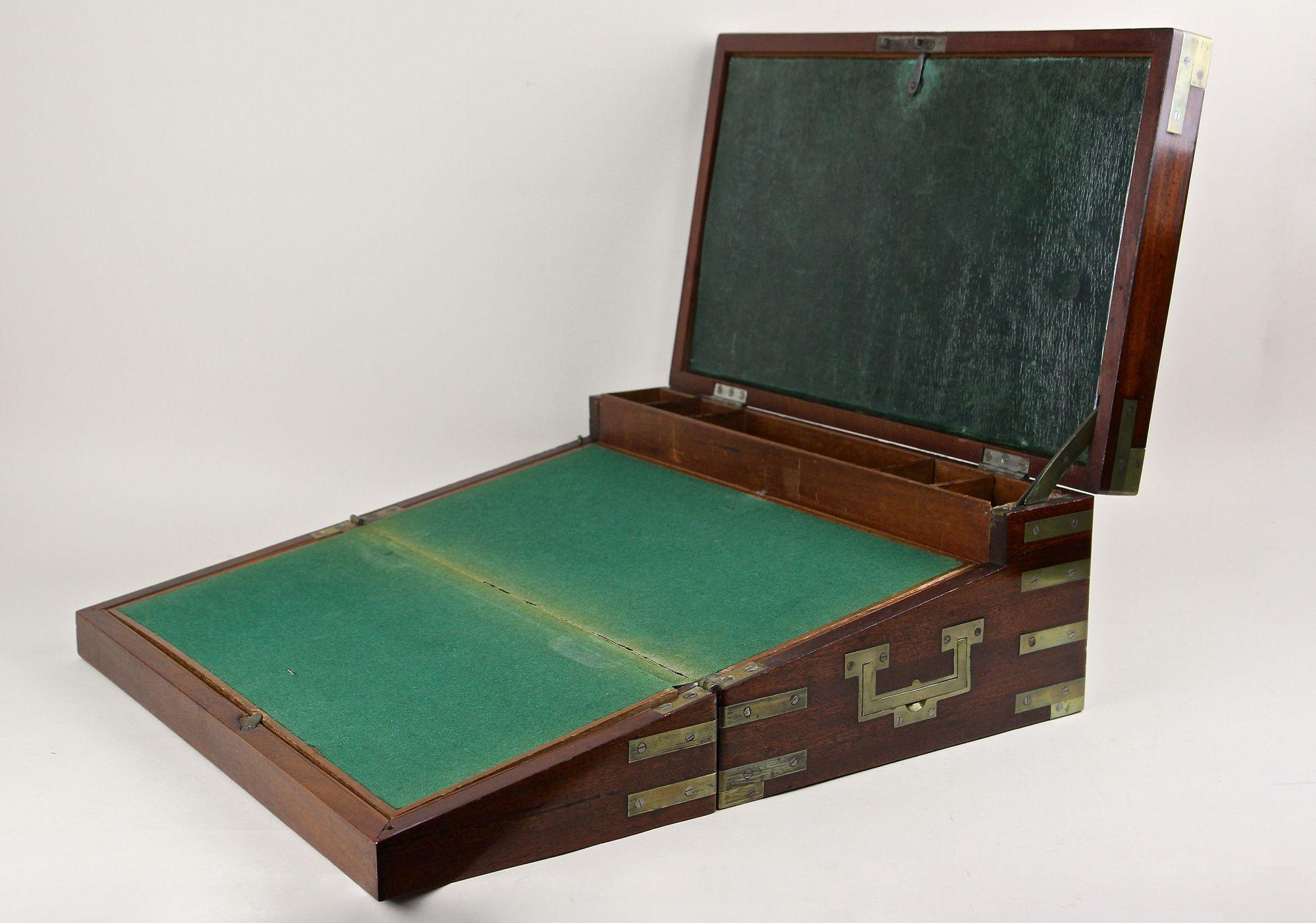 19th Century Victorian Writing Slope/ Travel Desk Box, Brass Bound, UK ca. 1815 For Sale 2