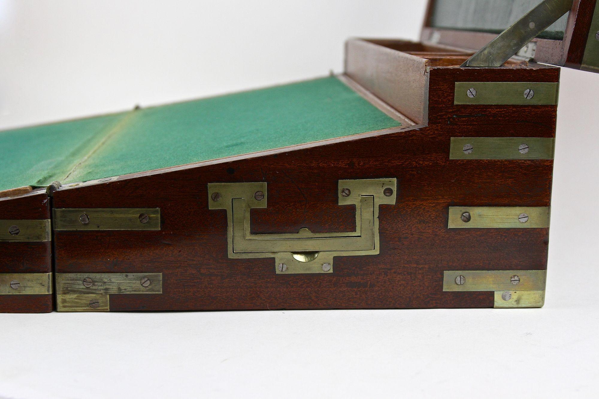 19th Century Victorian Writing Slope/ Travel Desk Box, Brass Bound, UK ca. 1815 For Sale 3