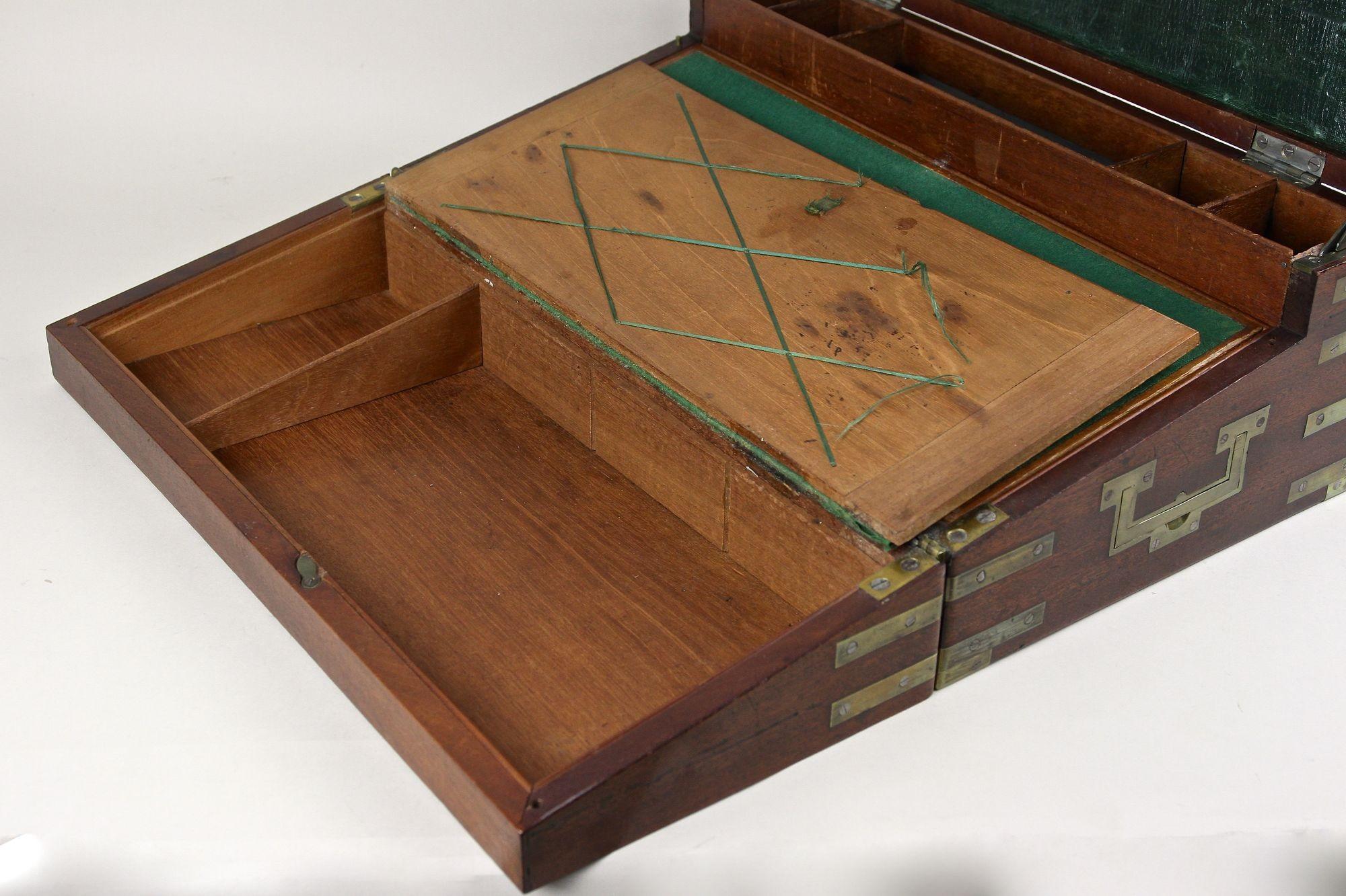 19th Century Victorian Writing Slope/ Travel Desk Box, Brass Bound, UK ca. 1815 For Sale 4
