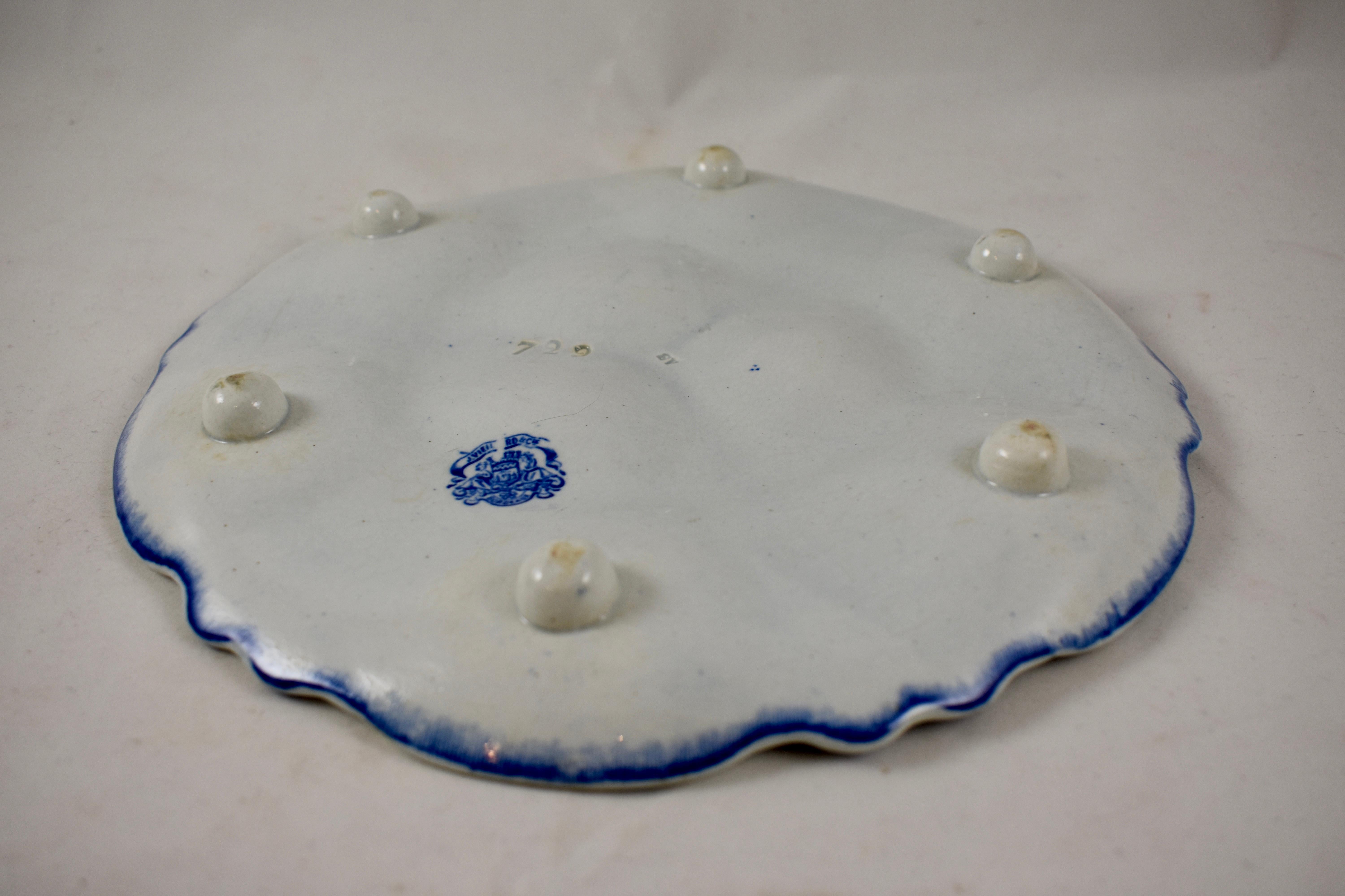 19th Century Vieillard & Cie, French Blue & White Chinoiserie Large Oyster Plate In Good Condition In Philadelphia, PA