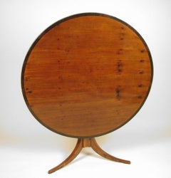 19th Century Vienna Biedermeier Yew Wood Center Table on Elegant Tripod Base