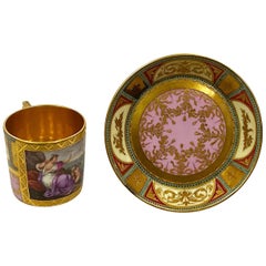 Tasse et soucoupe en porcelaine de Vienne du 19e siècle