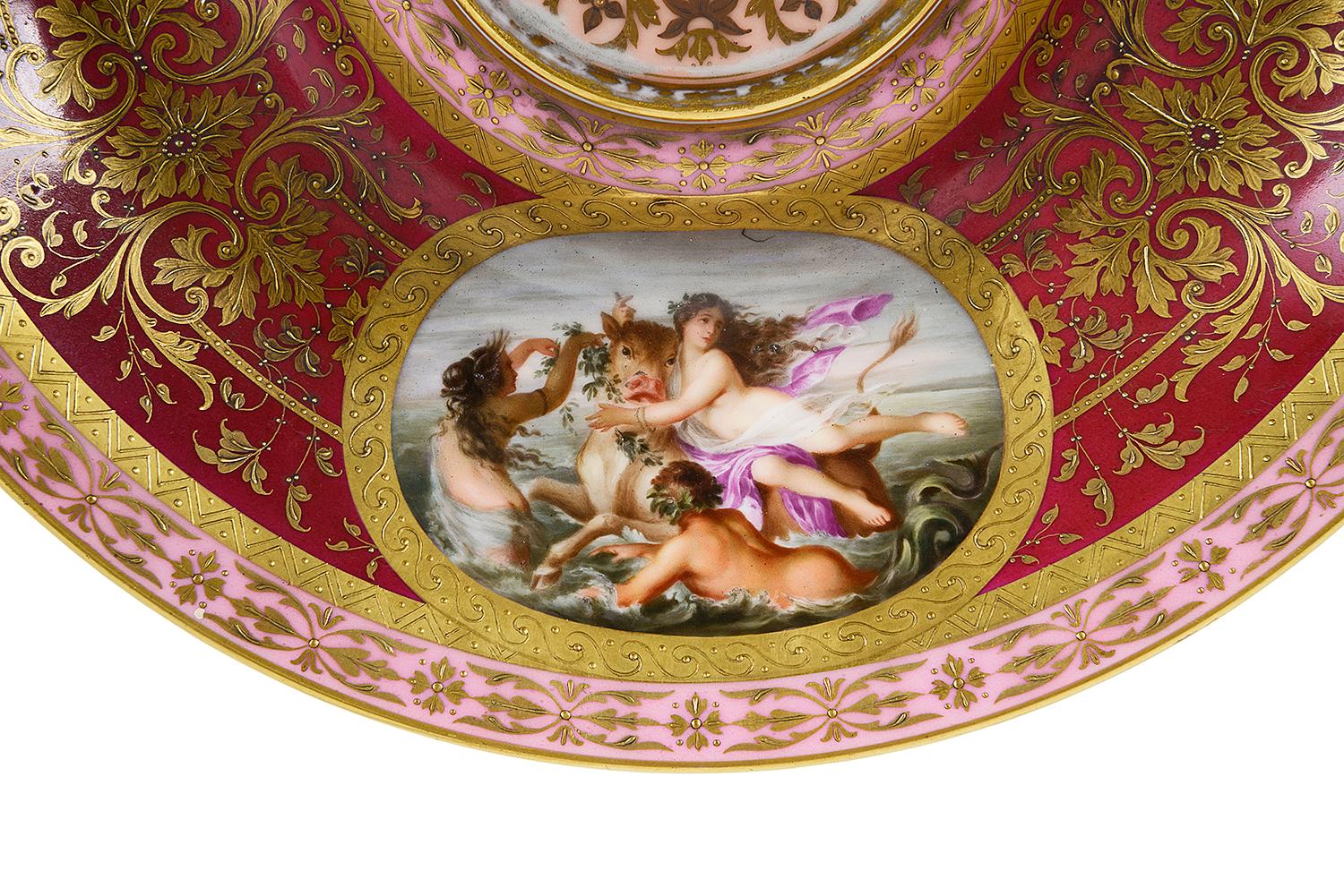 19th Century Vienna Porcelain Ewers and Dish For Sale 1