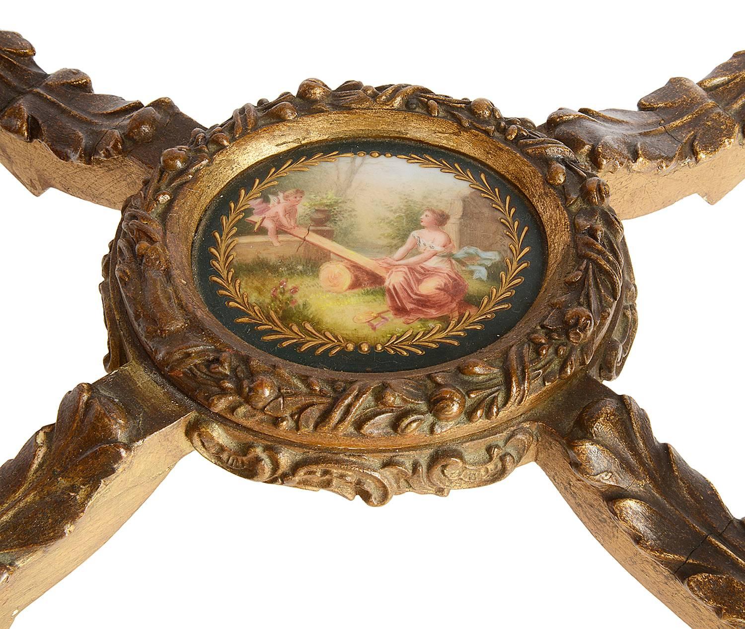 Hand-Painted 19th Century Vienna Porcelain Mounted Table For Sale
