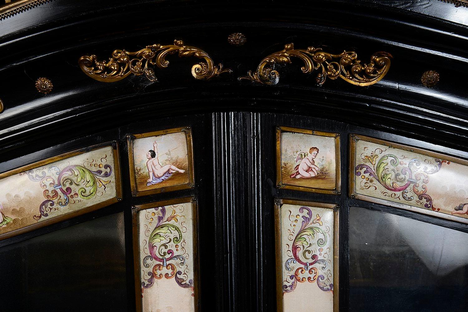 Enamel 19th century Viennese enamel vitrine