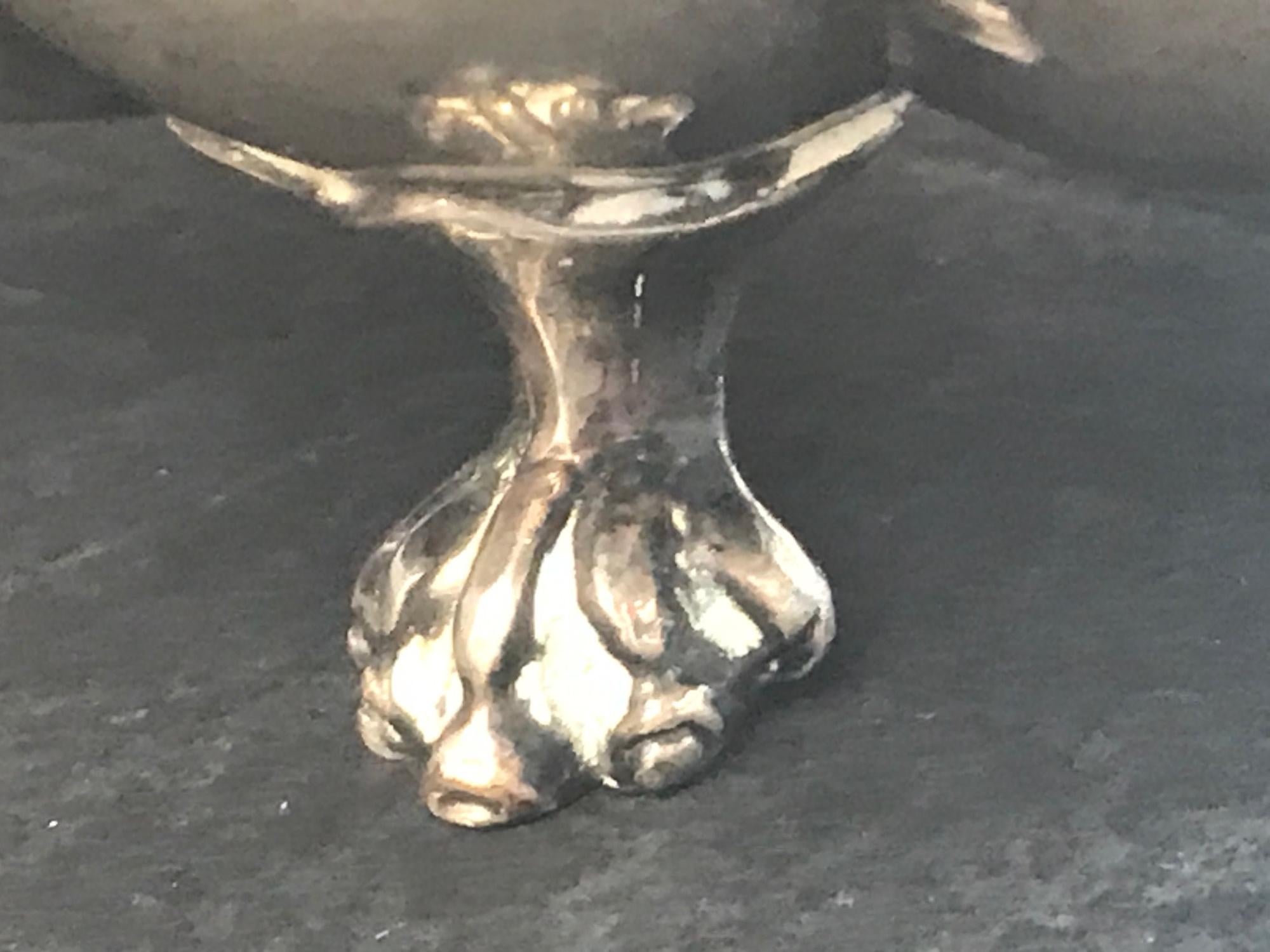 Embossed 19th Century Viennese Heavy Silver Victorian Claw Footed Bowl For Sale