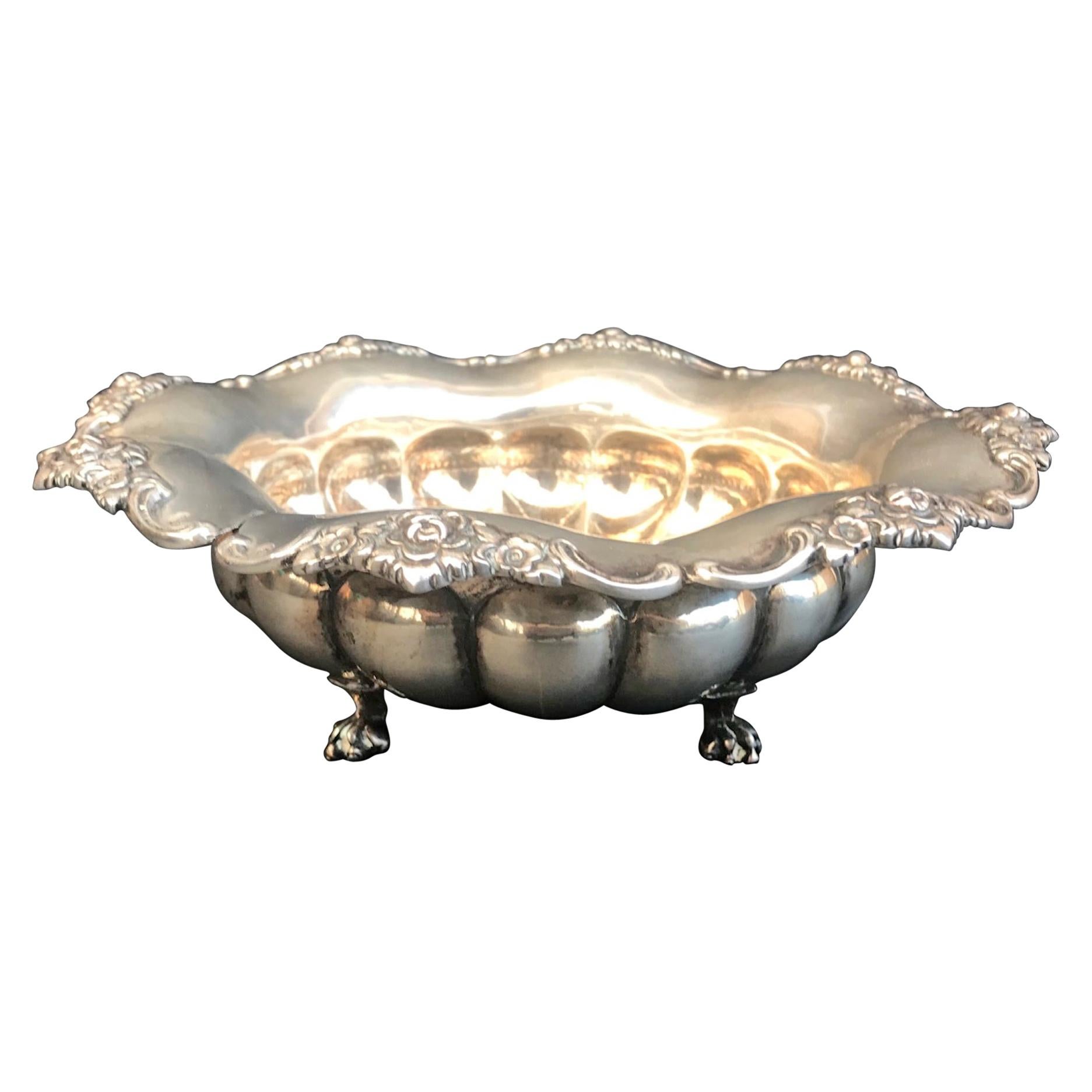19th Century Viennese Heavy Silver Victorian Claw Footed Bowl For Sale