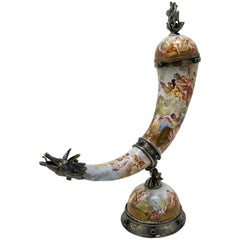 19th Century Viennese Miniature Covered Silver and Enamel Cornucopia