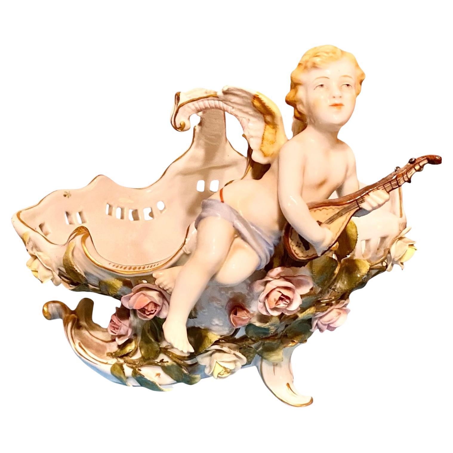 19th-Century Viennese Porcelain Figural Cherub Jardinière or Centrepiece Bowl