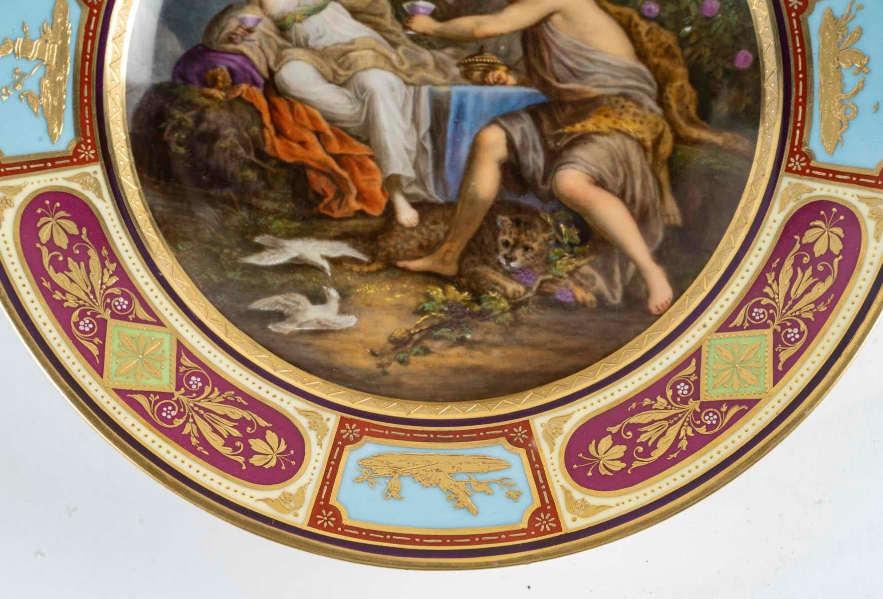 Assiette en porcelaine viennoise du XIXe siècle, période Napoléon III. Bon état - En vente à Saint-Ouen, FR