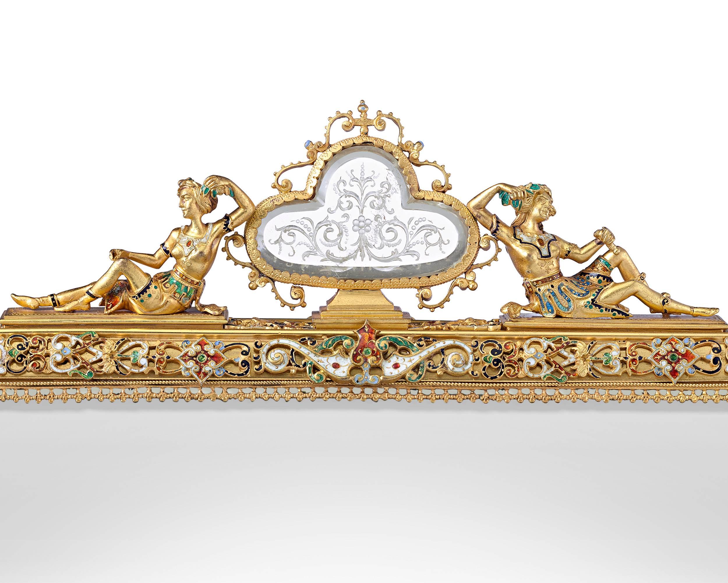 19th Century Viennese Rock Crystal and Silver Gilt Mirror  In Excellent Condition In New Orleans, LA