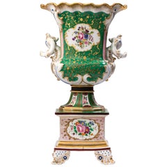 Antique 19th Century Vieux Paris / Old Paris Porcelain Urn with Raised Gilt Detailing