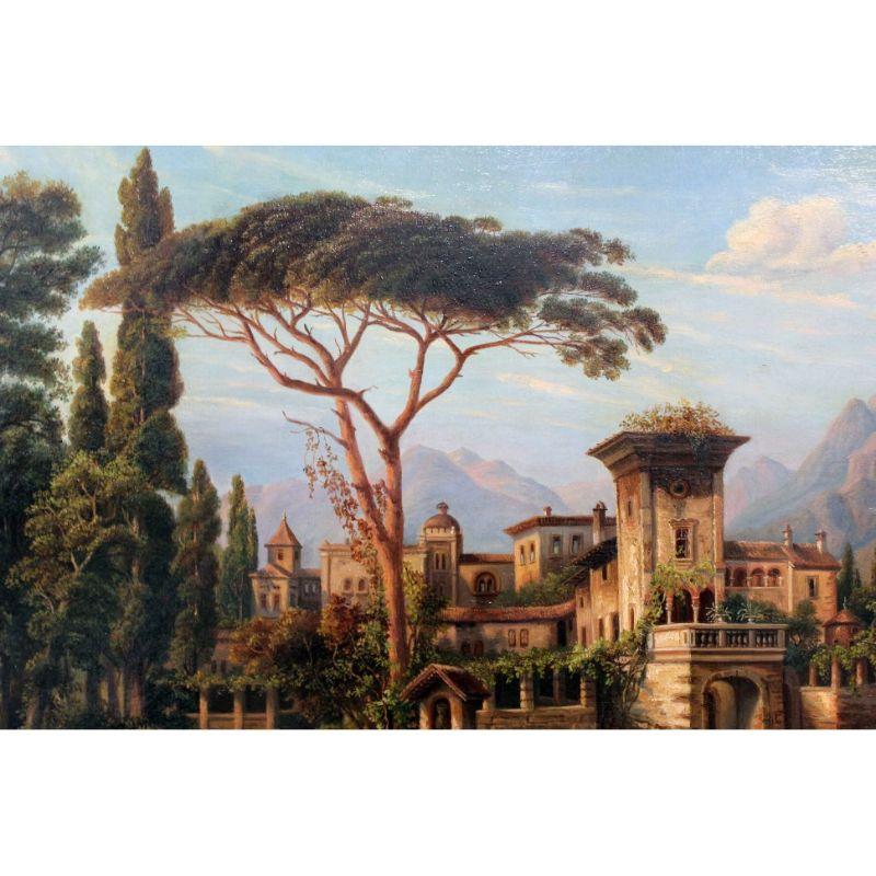19th Century View of Lake Orta Painting Oil on Canvas 2