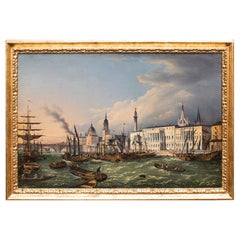 19th Century View of London from the River Thames Oil on canvas Dated, 1841