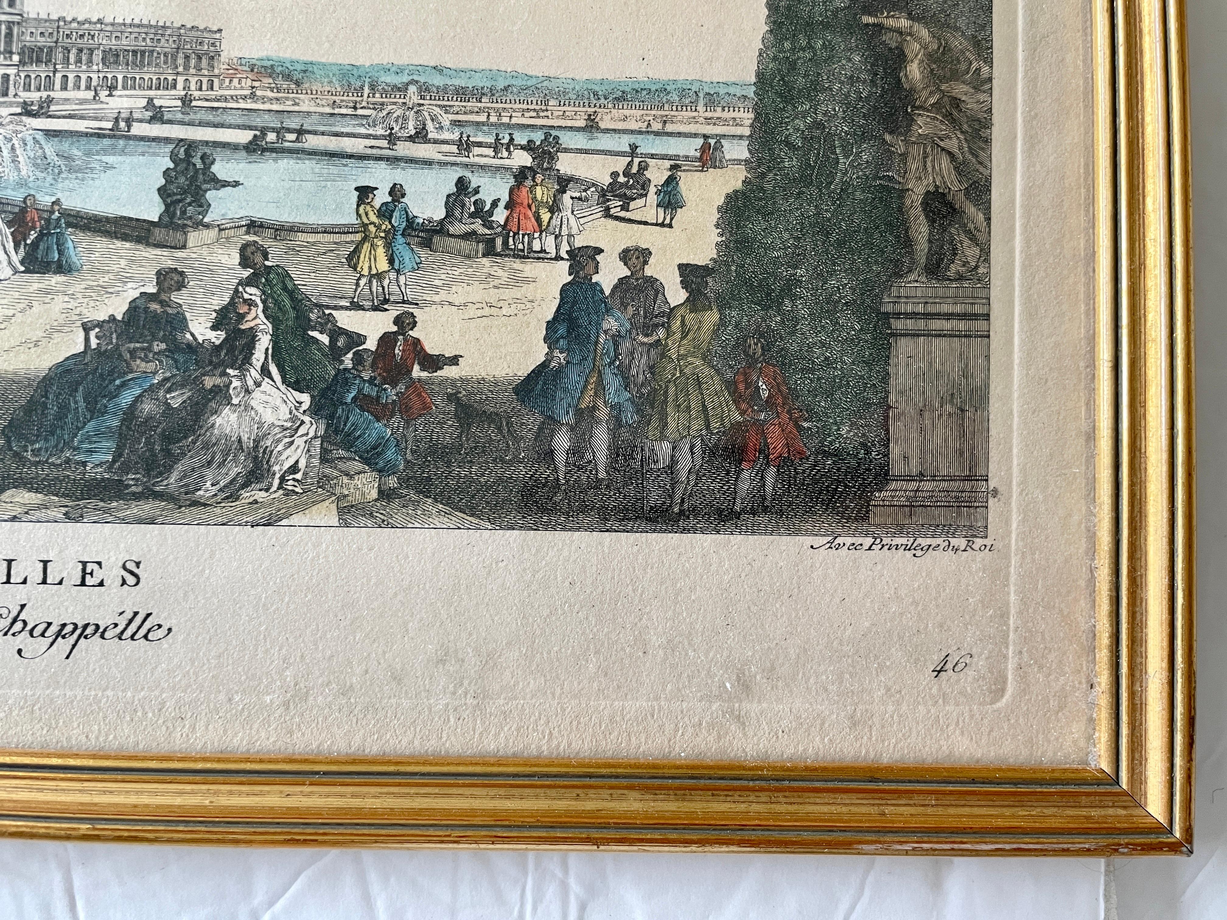 19th Century View of Palace of Versailles Scene Lithograph In Good Condition For Sale In Los Angeles, CA