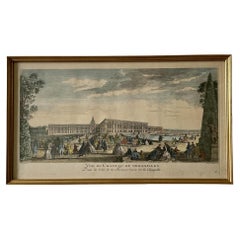 Lithographie du 19ème siècle représentant une scène de château de Versailles