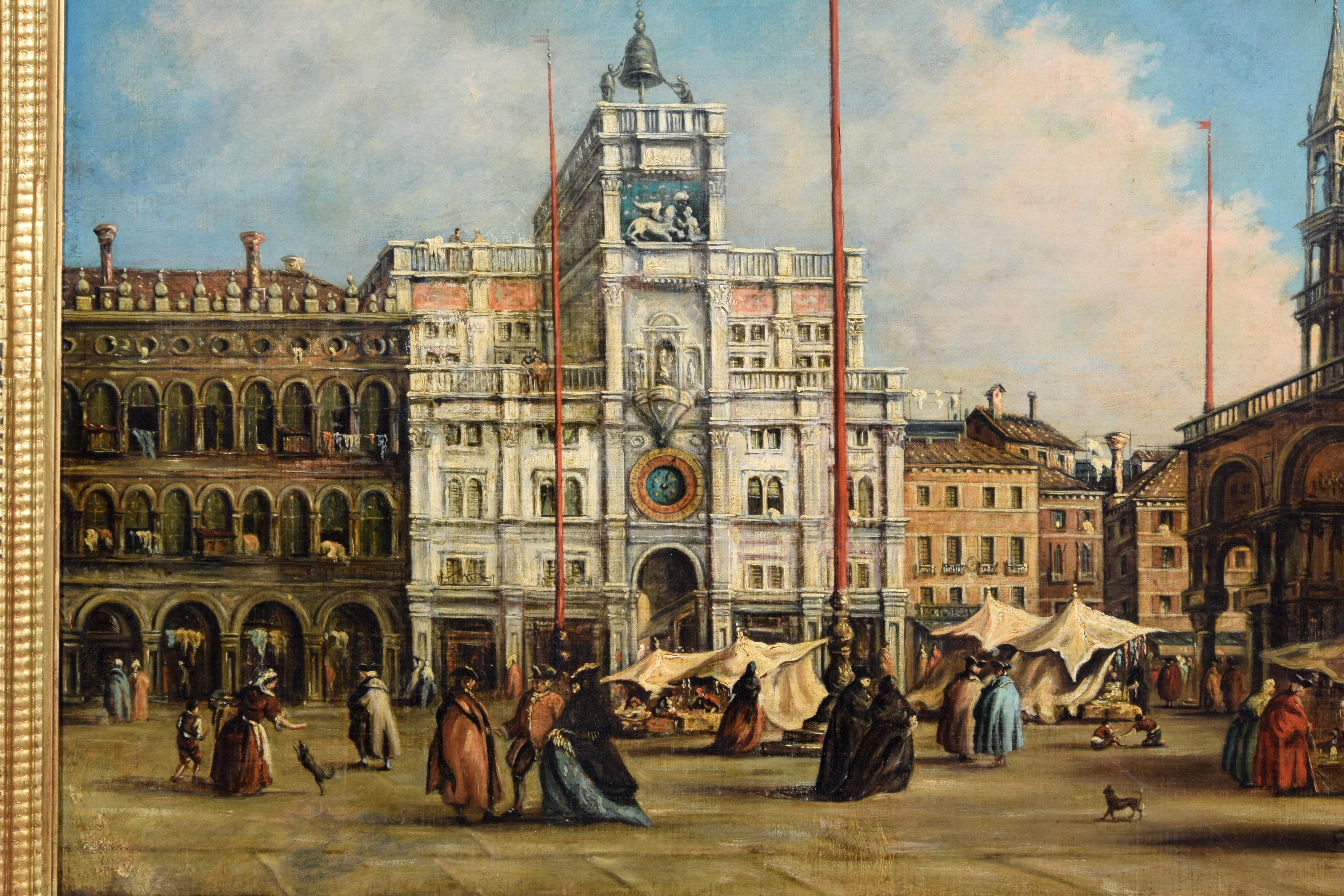 XIXe siècle, Vue de la place Saint-Marc à Venise, suiveur de Francesco Guardi en vente 7