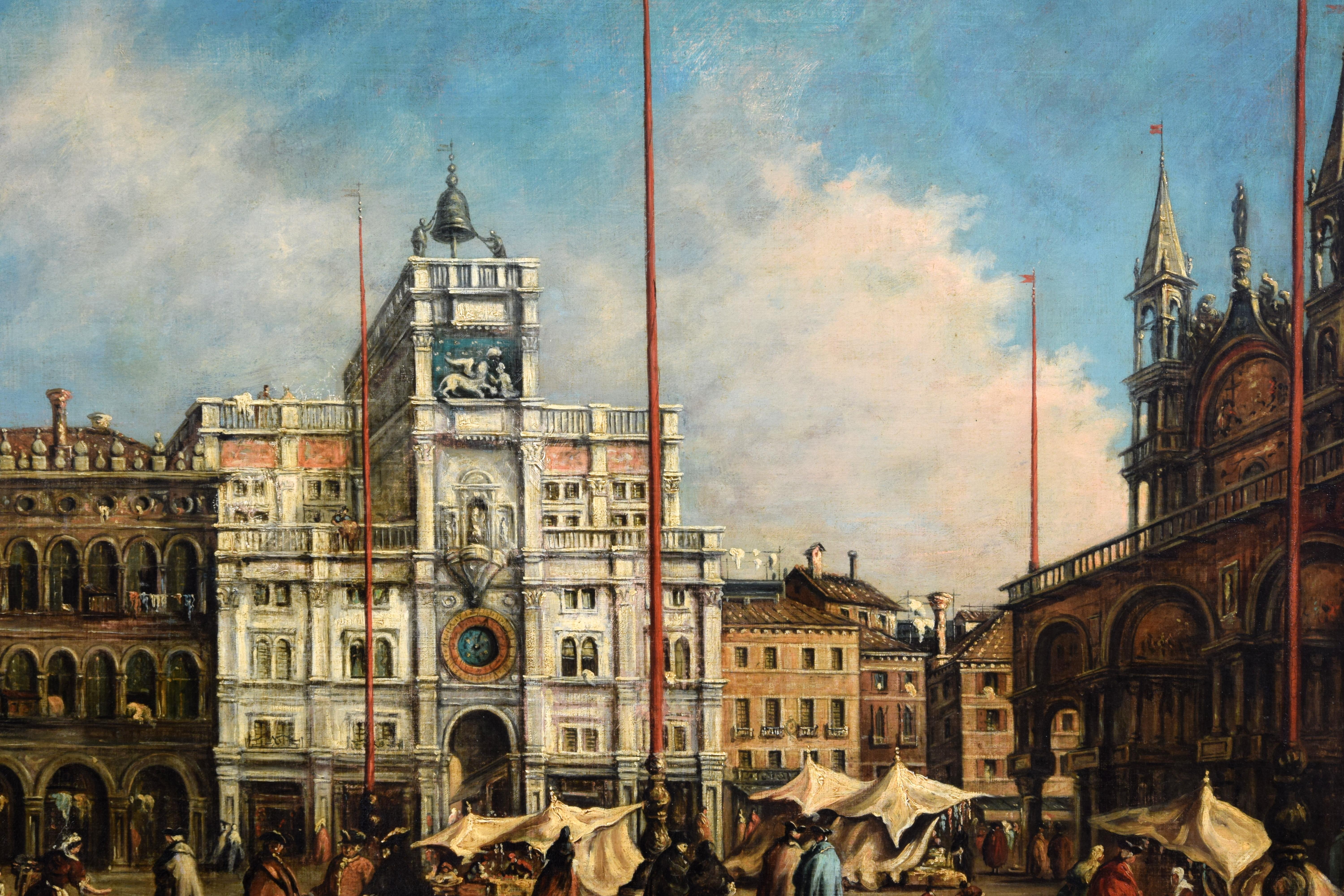 XIXe siècle, Vue de la place Saint-Marc à Venise, suiveur de Francesco Guardi en vente 8