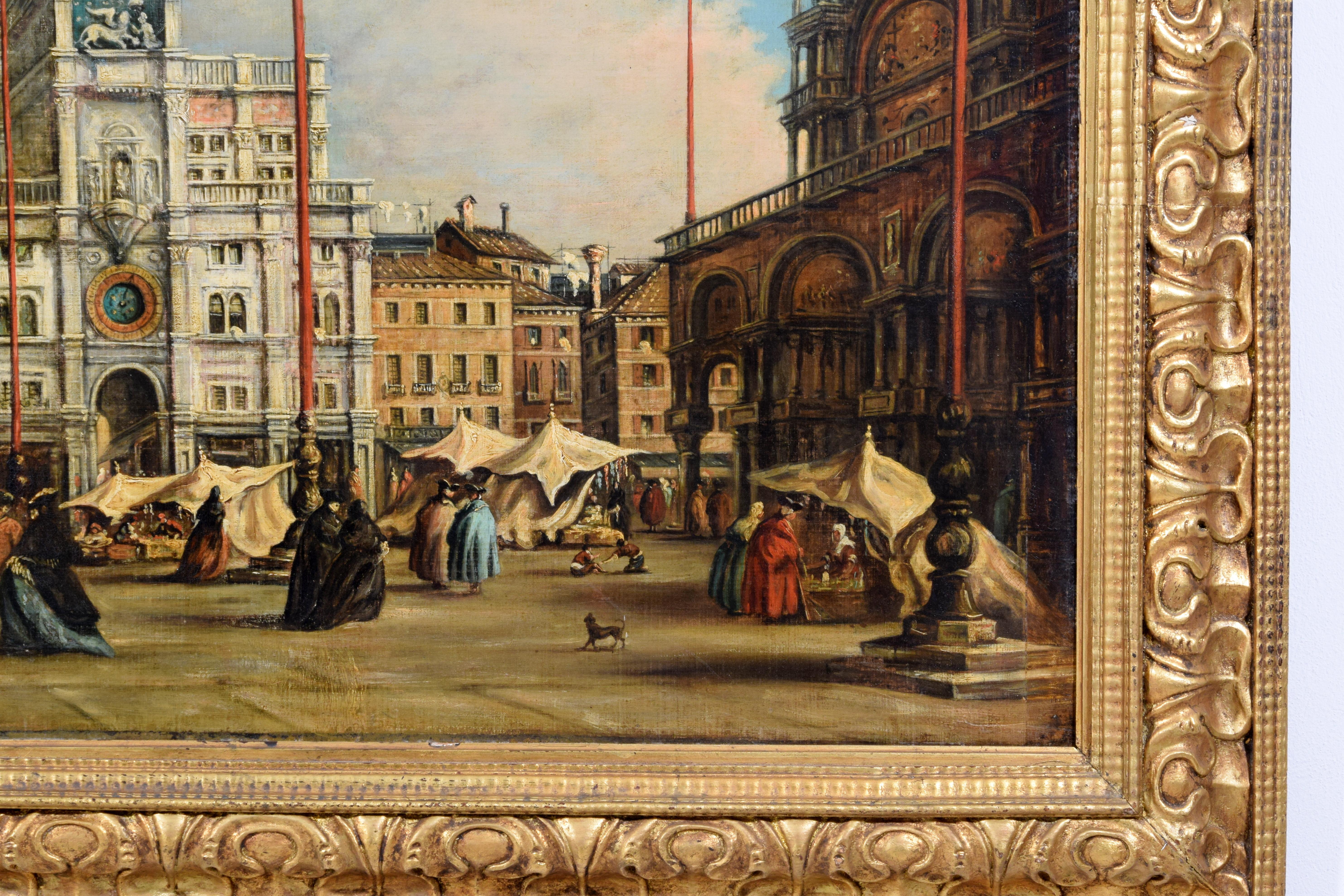 XIXe siècle, Vue de la place Saint-Marc à Venise, suiveur de Francesco Guardi en vente 9
