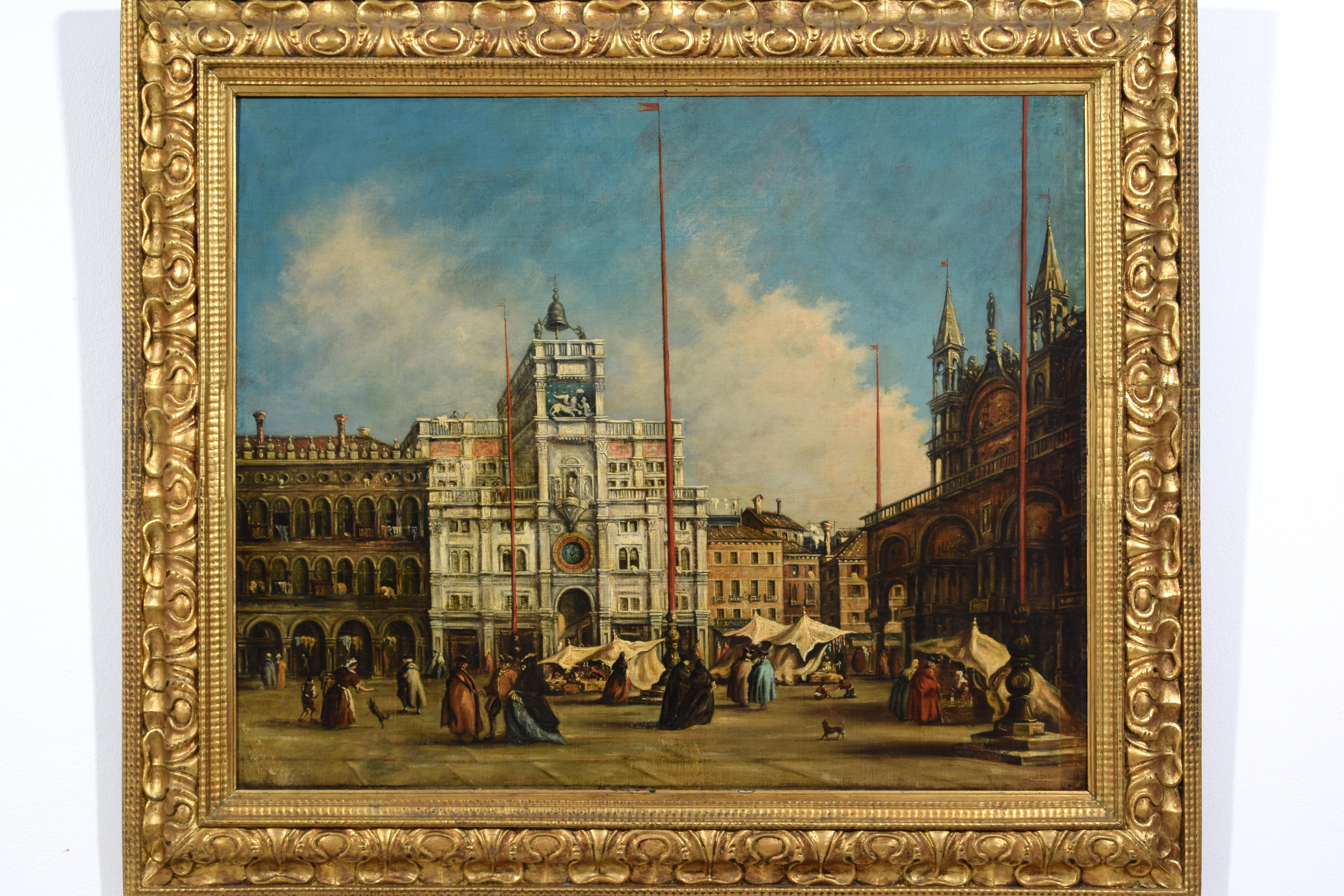italien XIXe siècle, Vue de la place Saint-Marc à Venise, suiveur de Francesco Guardi en vente