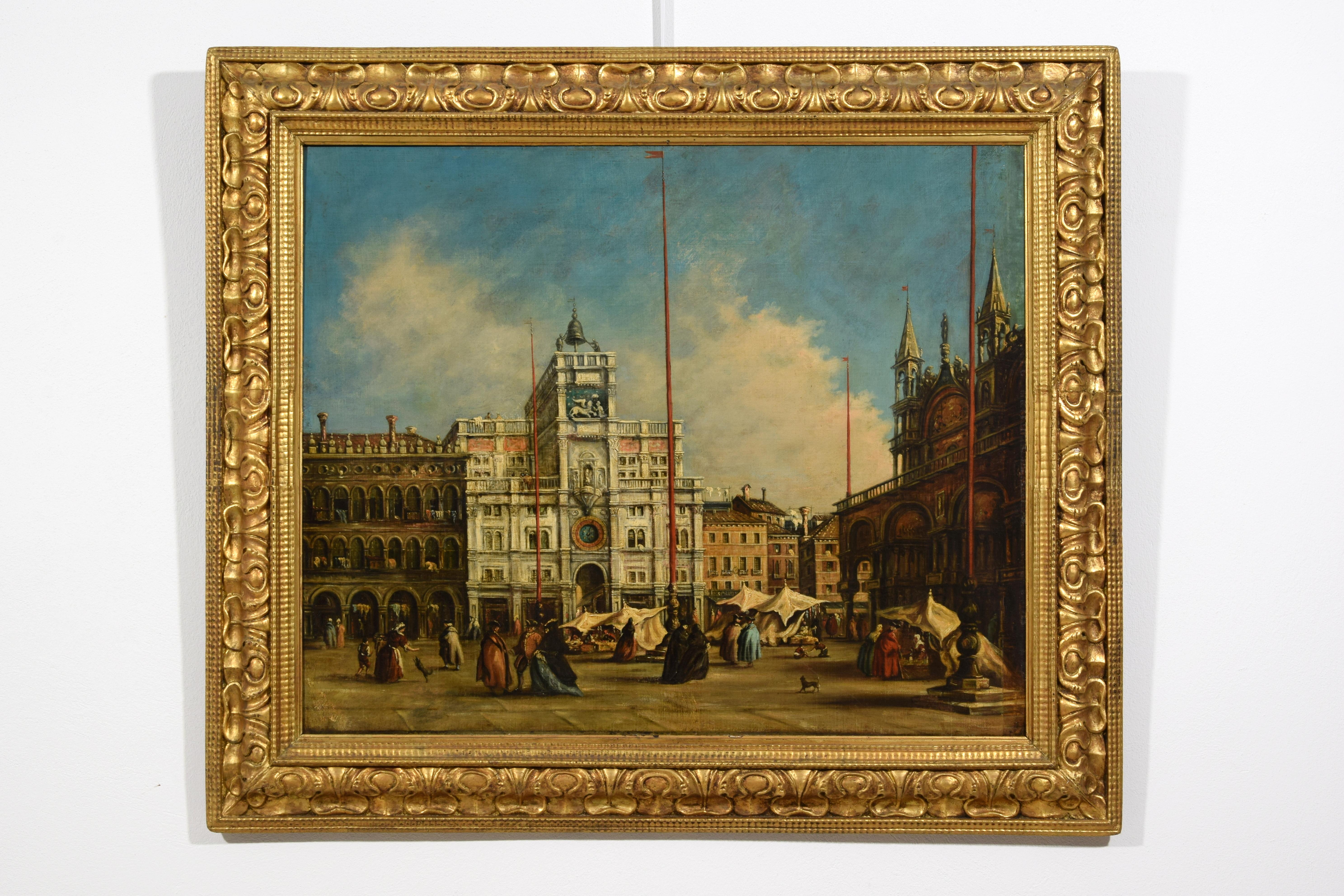 Toile XIXe siècle, Vue de la place Saint-Marc à Venise, suiveur de Francesco Guardi en vente