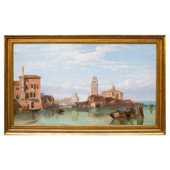 19th Century View of Venice Painting Oil on Canvas by Stanfield