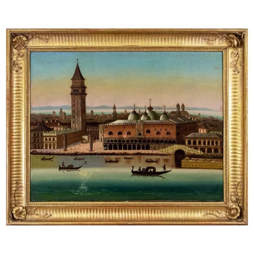 19th Century View of Venice Painting Oil on Canvas