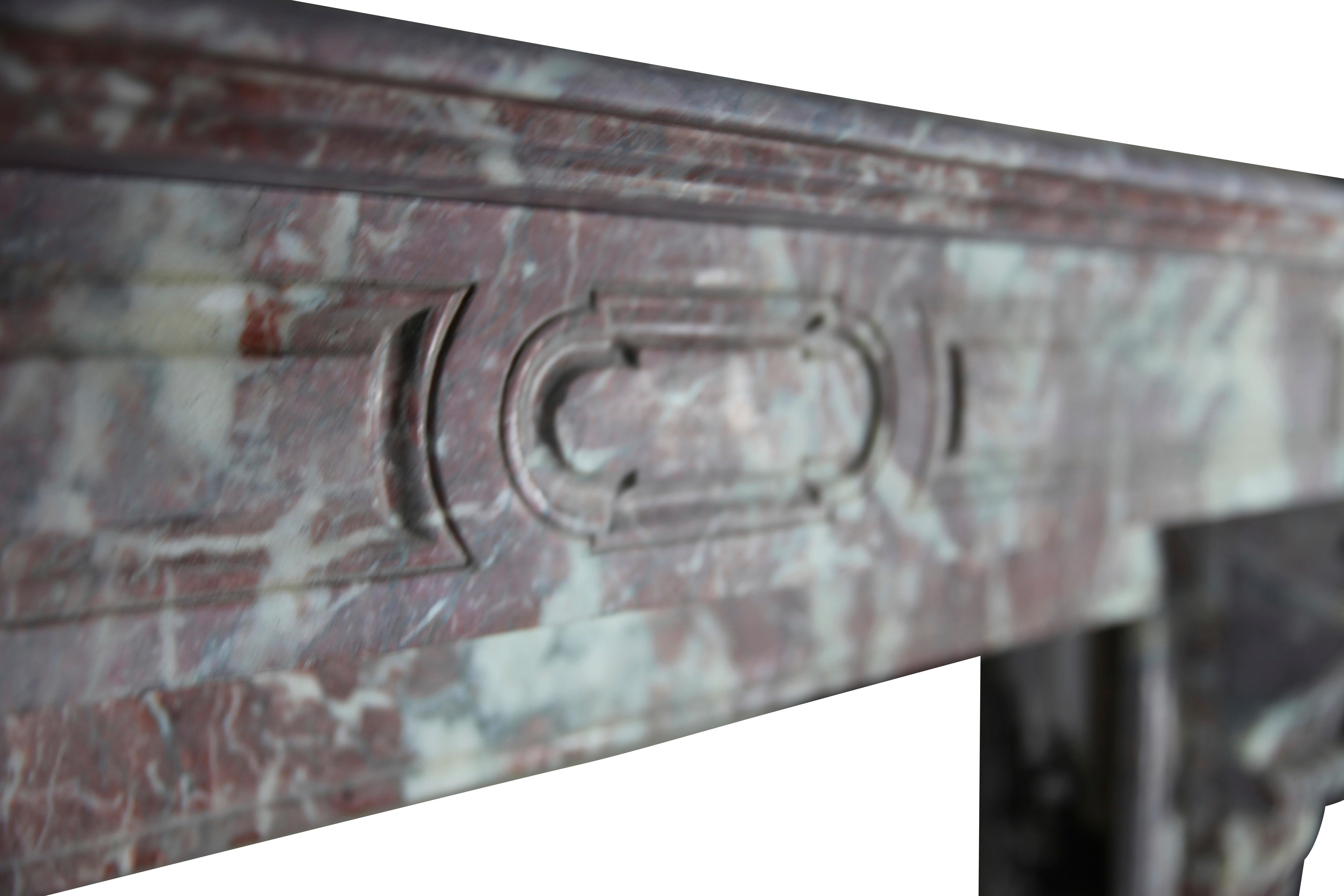 Hand-Carved 19th Century Vintage Belgian Marble Fireplace Surround For Sale