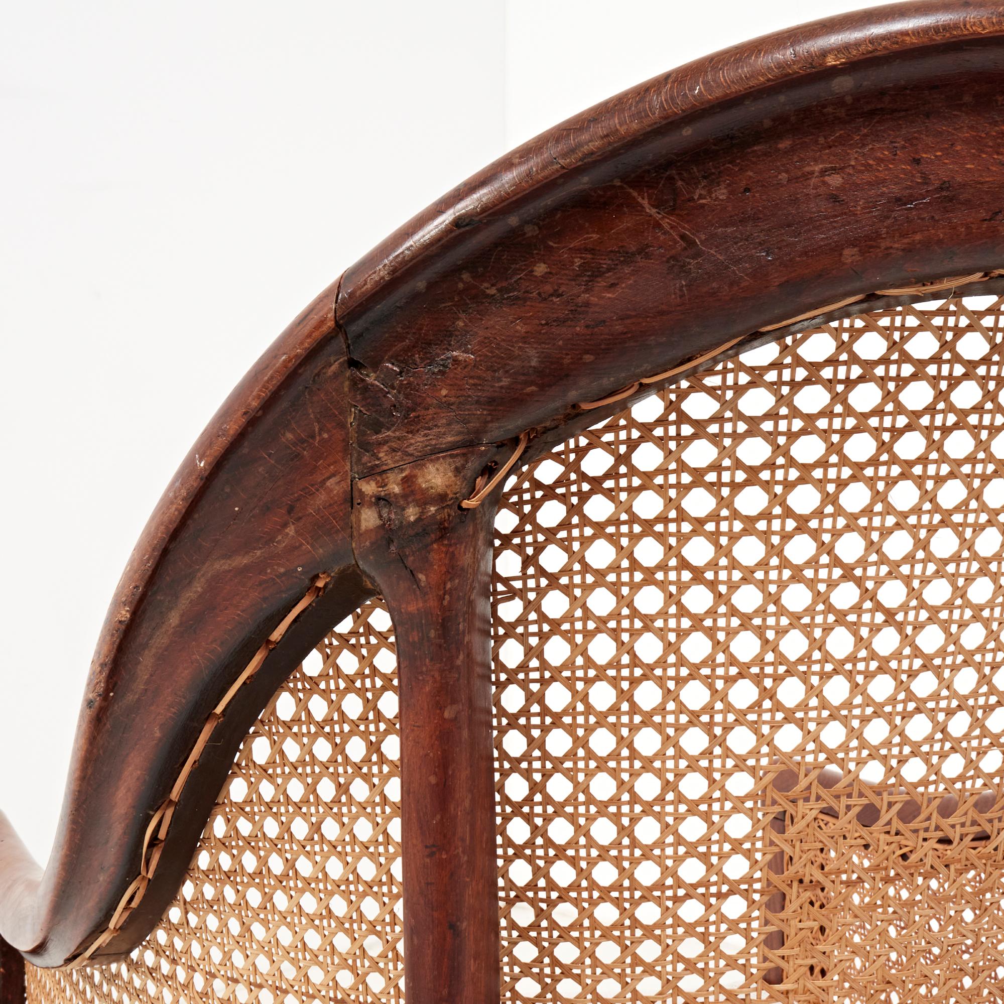 19th Century Vintage Bergère Beech Armchair with Caned Back 5