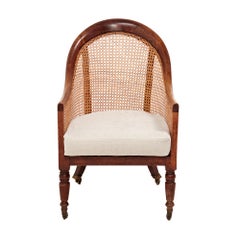 19th Century Vintage Bergère Beech Armchair with Caned Back