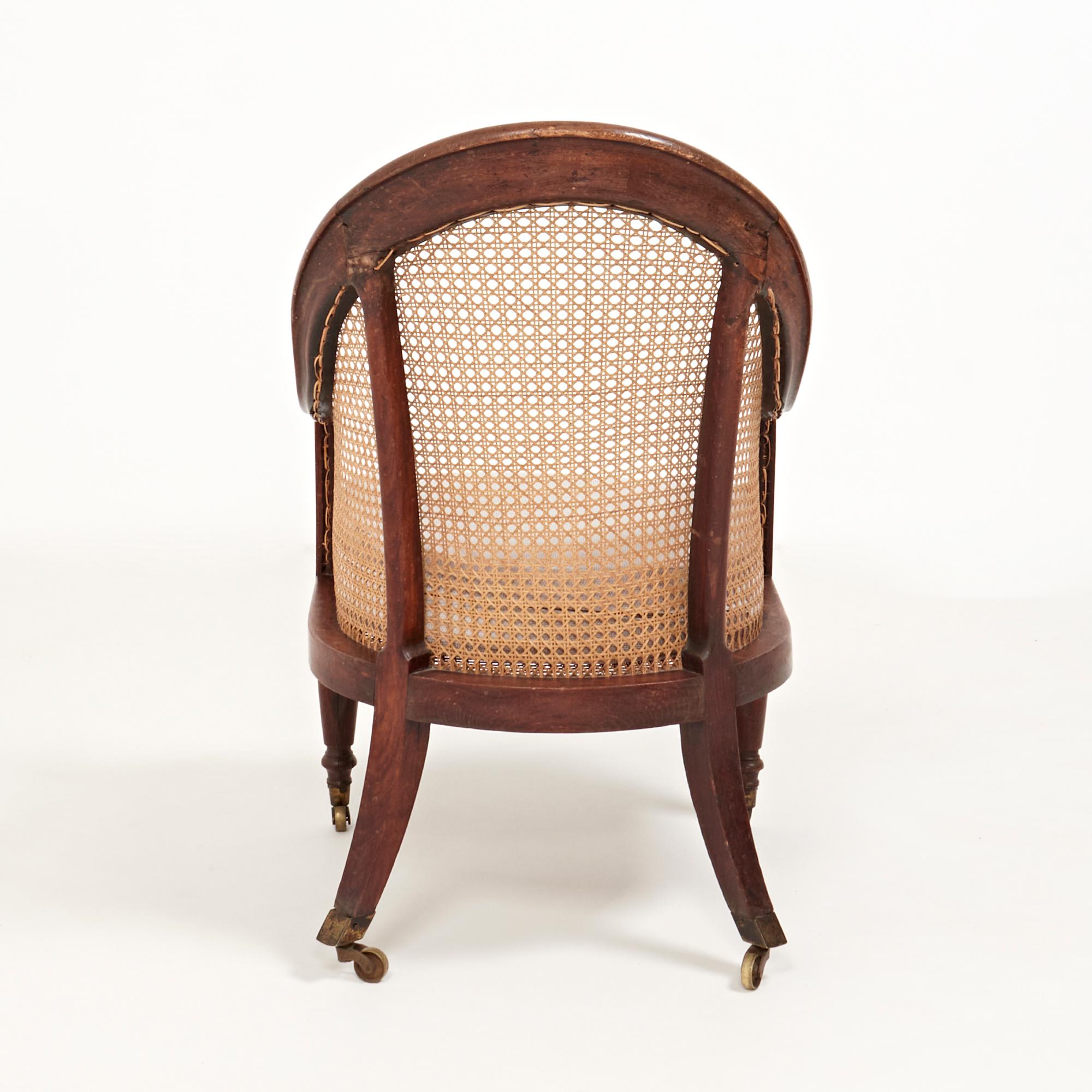 French 19th Century Vintage Bergère Beech Armchair with Caned Back