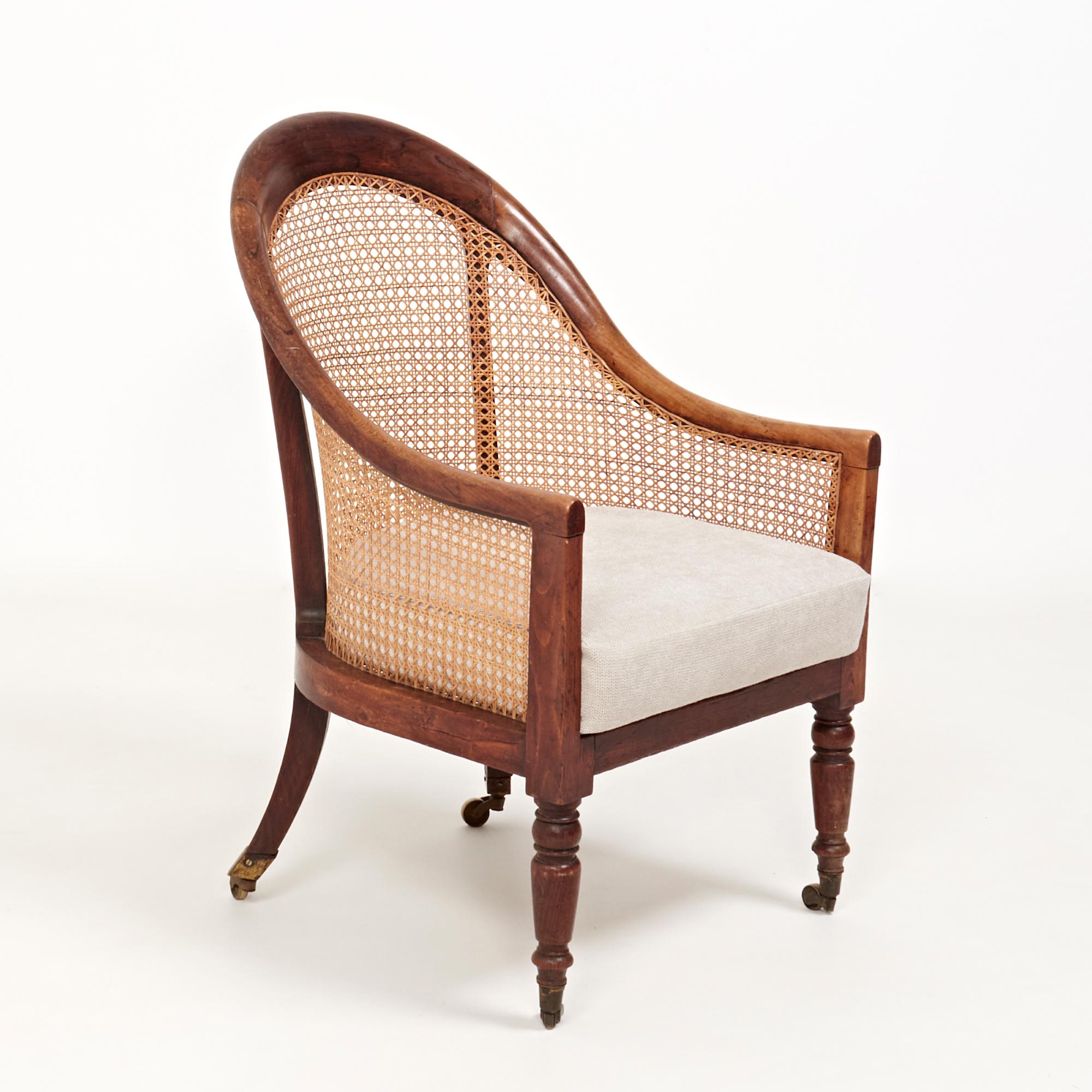 19th Century Vintage Bergère Beech Armchair with Caned Back 1