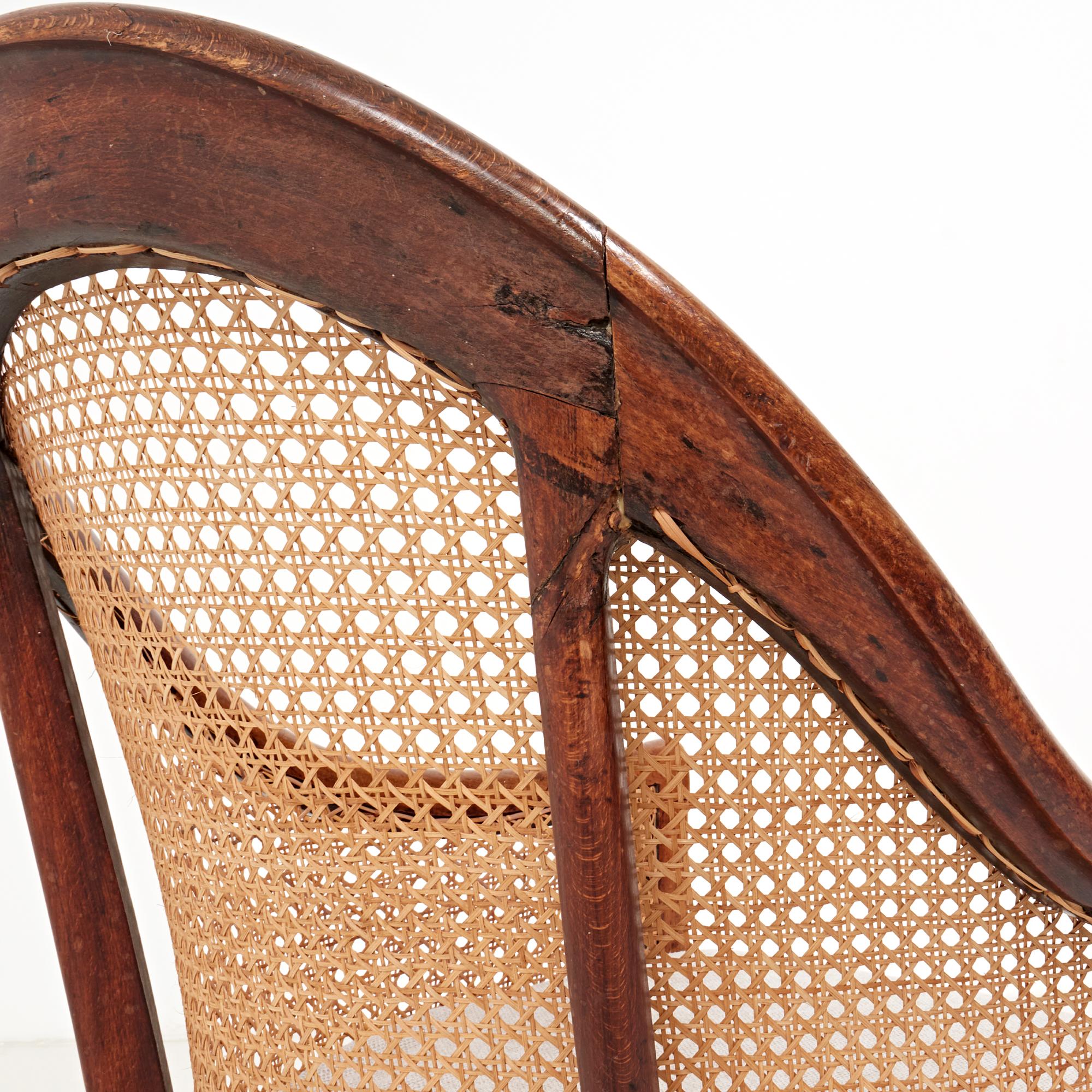 19th Century Vintage Bergère Beech Armchair with Caned Back 2