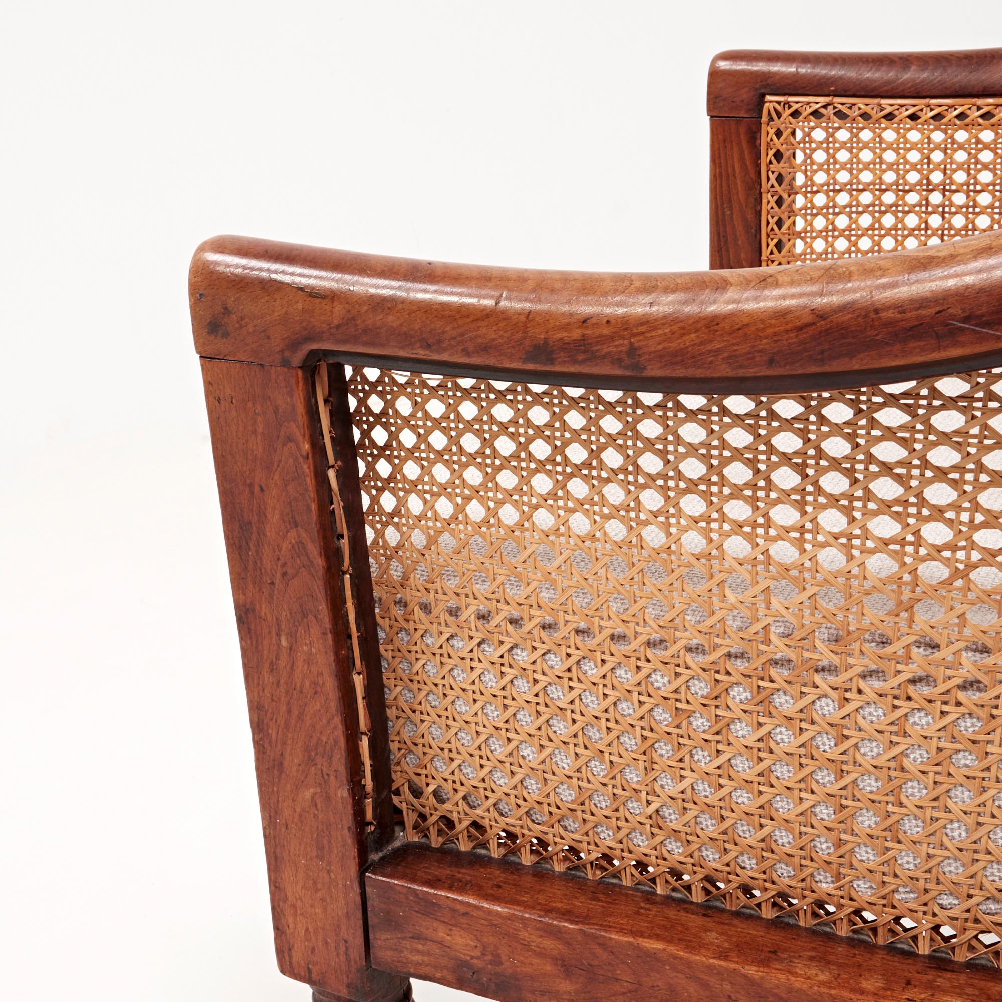 19th Century Vintage Bergère Beech Armchair with Caned Back 4