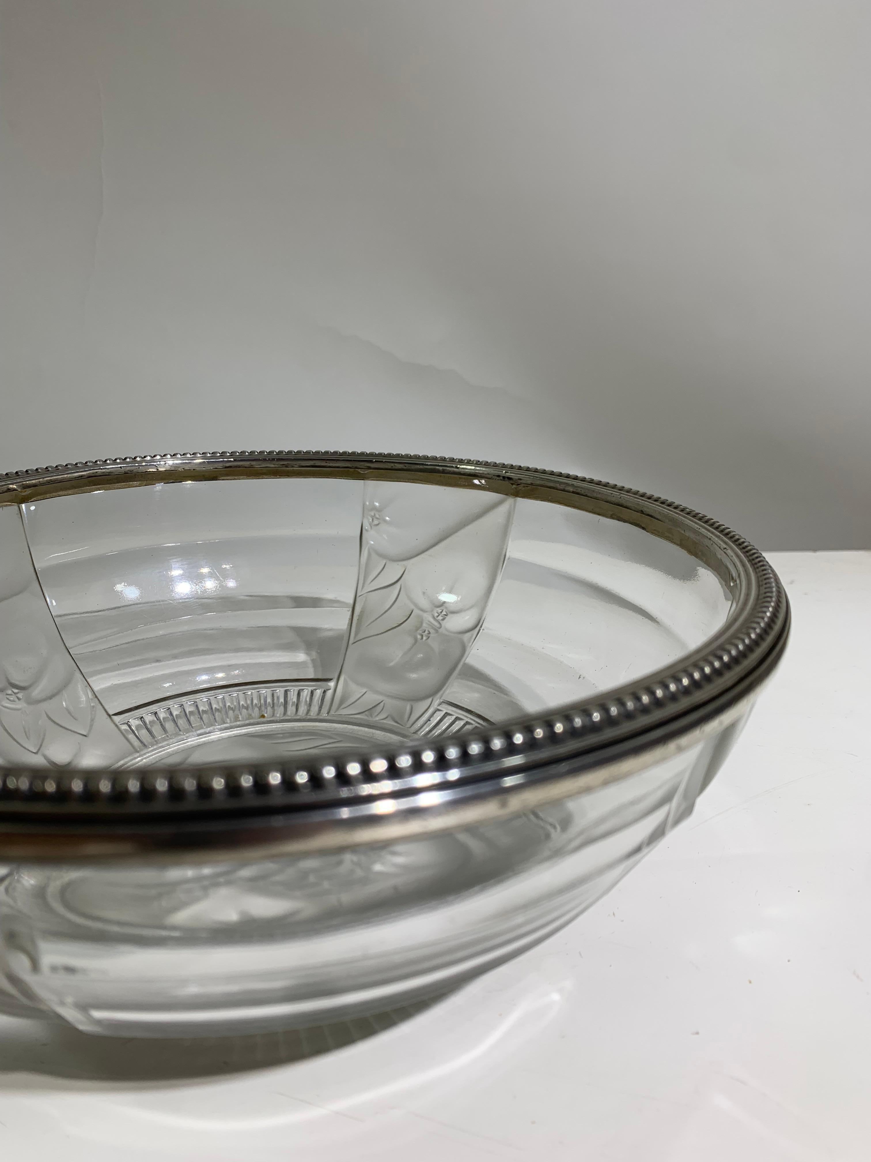19th Century Vintage Crystal Glass Fruit Bowl Signed 